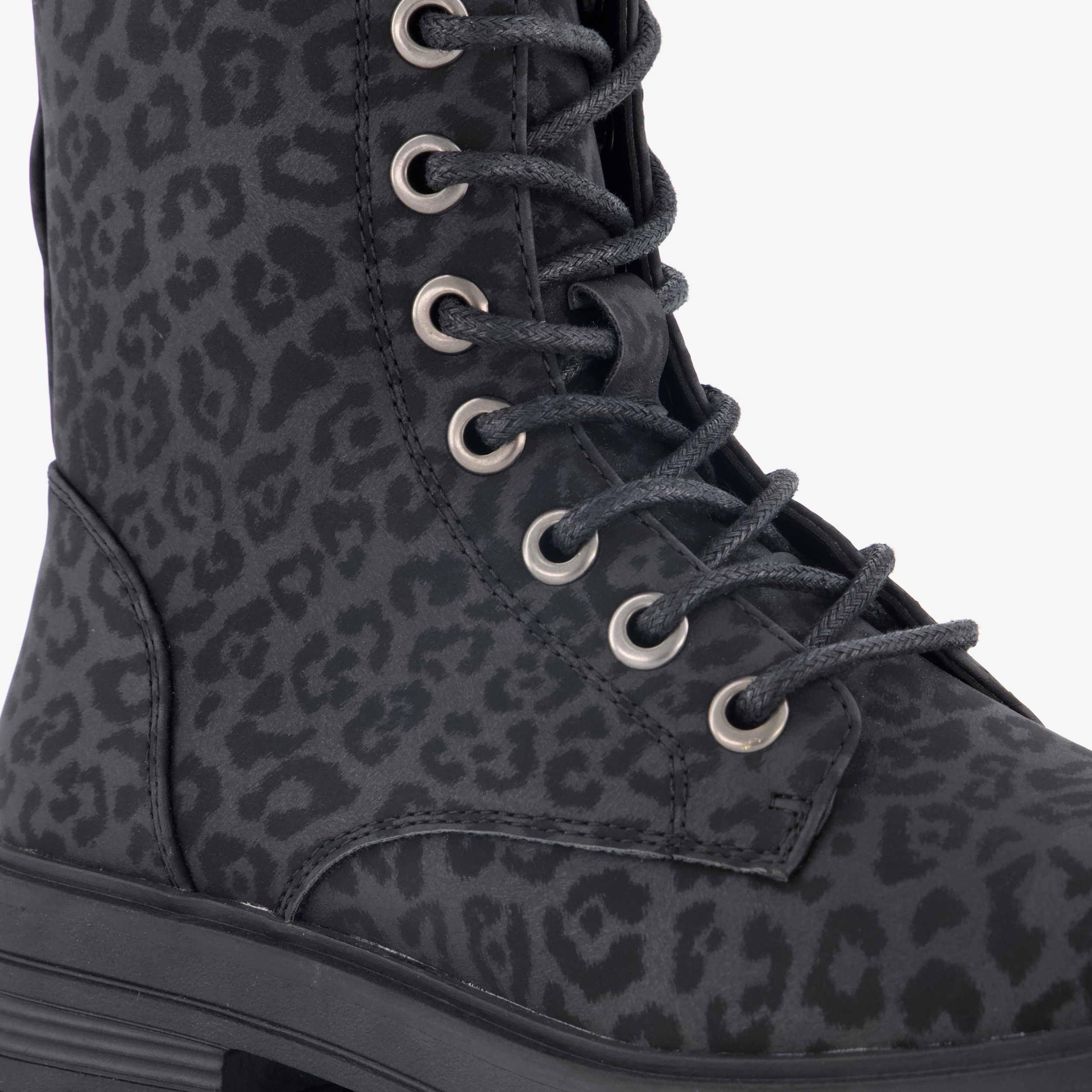 Blue Box meisjes veterboots met luipaardprint zwart – foto 5