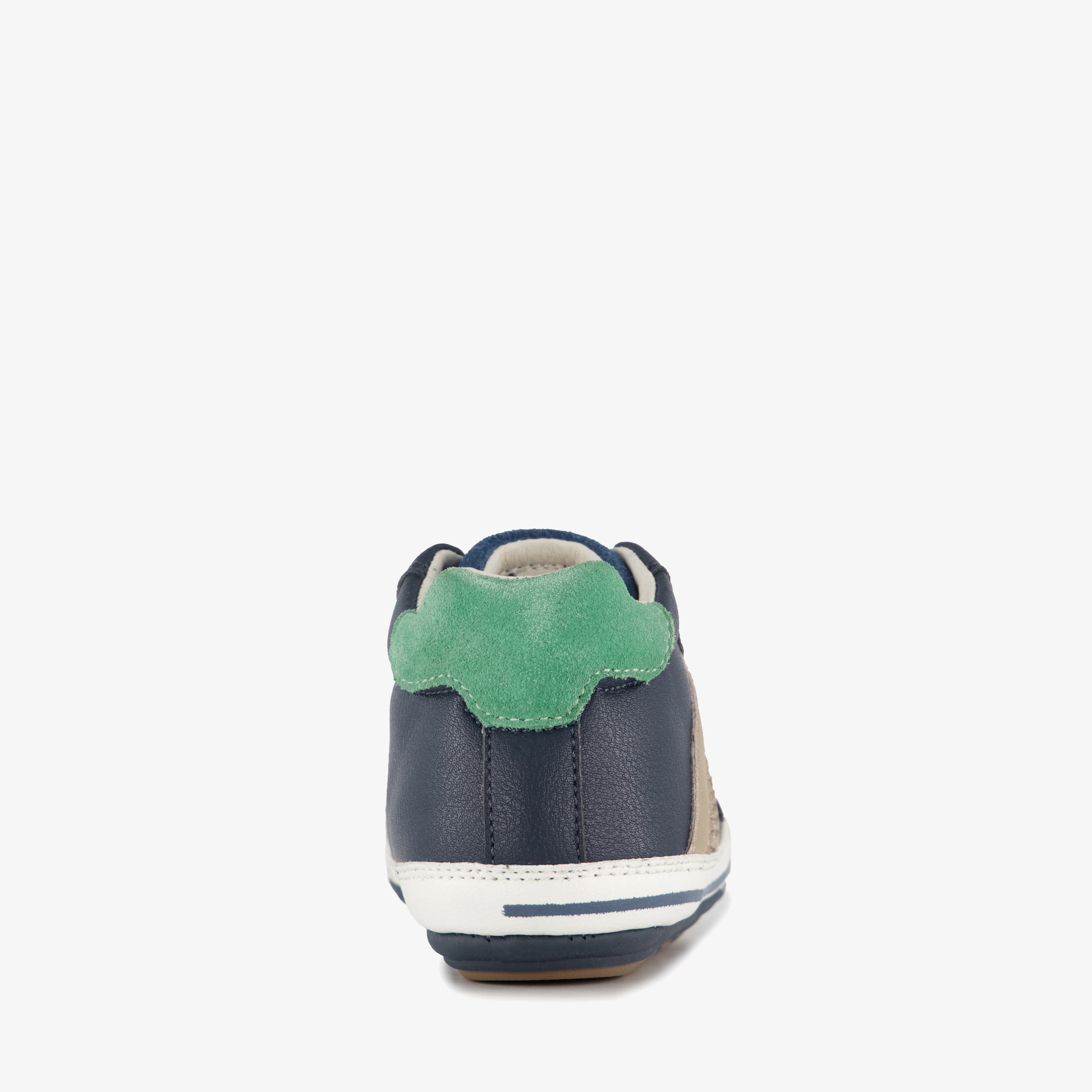 Groot leren babyschoenen met strepen donkerblauw jongens – foto 2