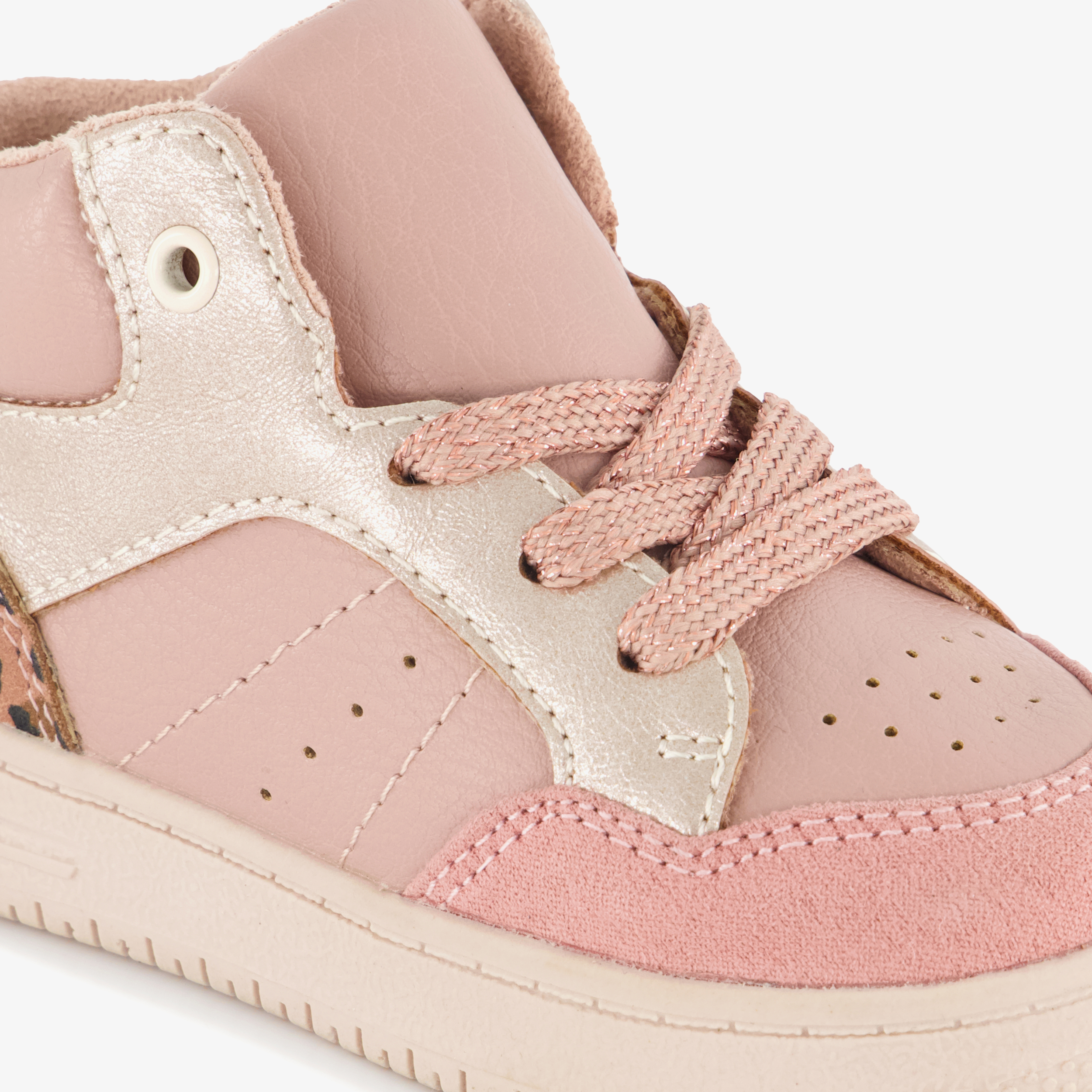 Blue Box hoge meisjes sneakers met luipaardprint roze – foto 5