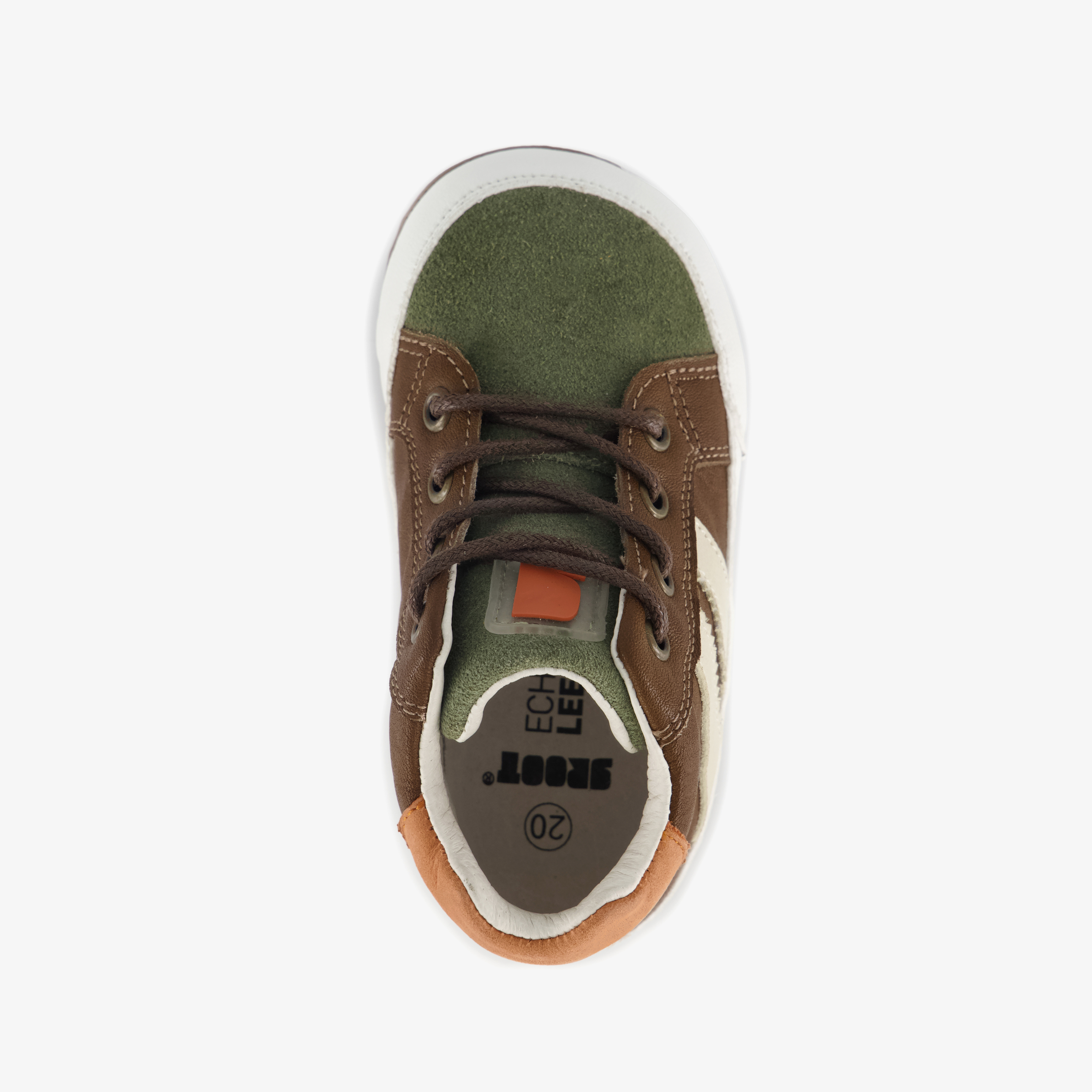 Groot leren babyschoenen groen bruin jongens – foto 4