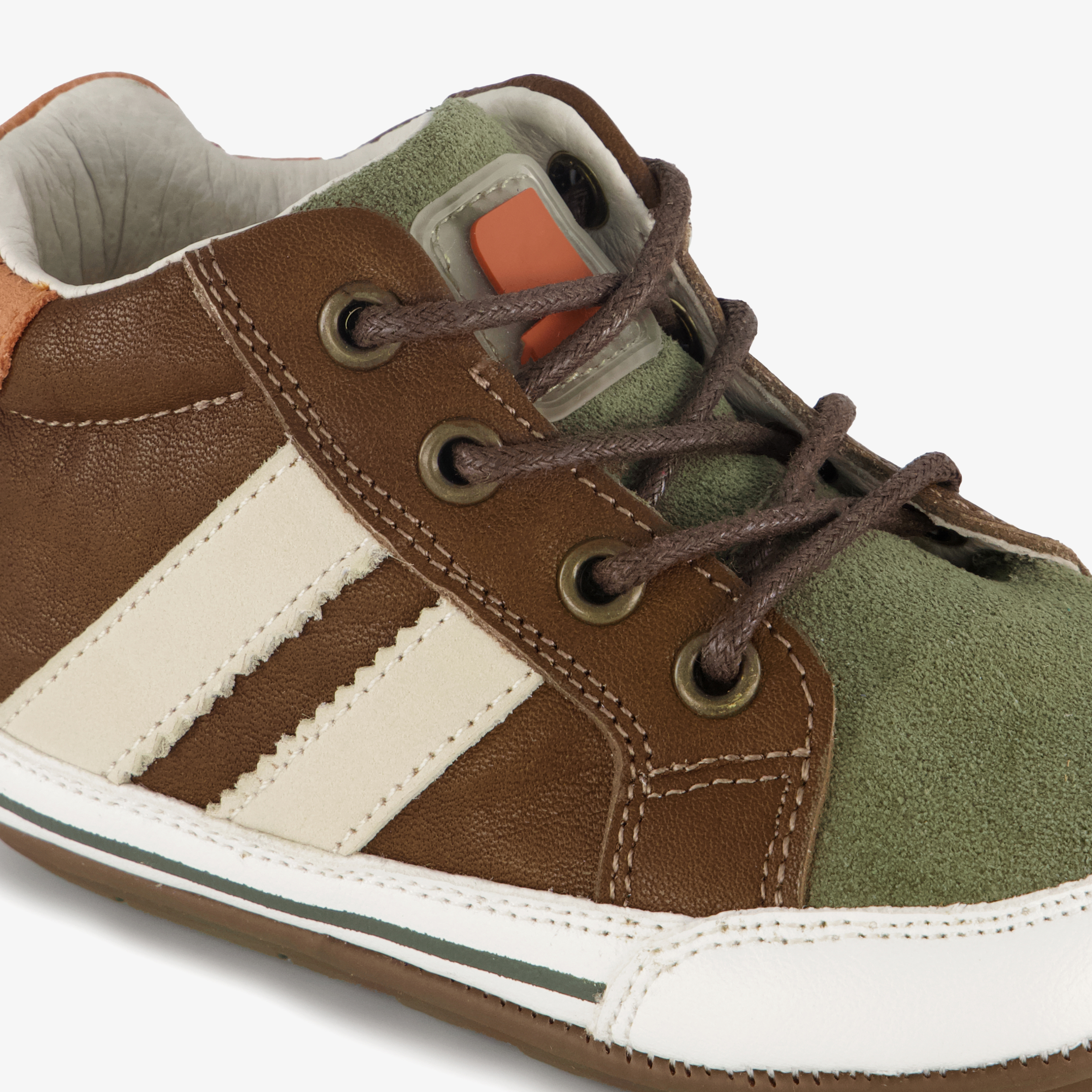 Groot leren babyschoenen groen bruin jongens – foto 5