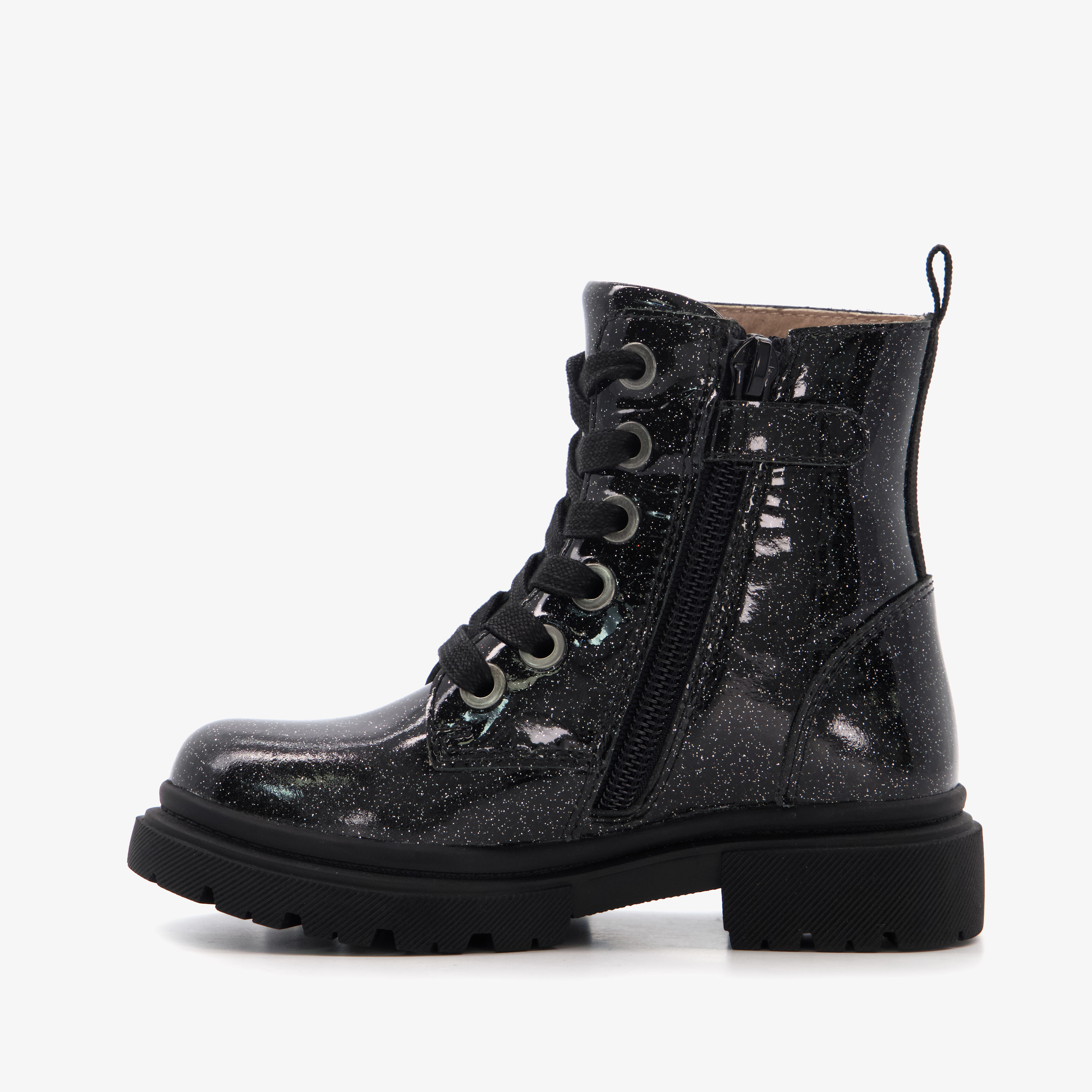 Stap leren meisjes veterboots zwart – foto 2