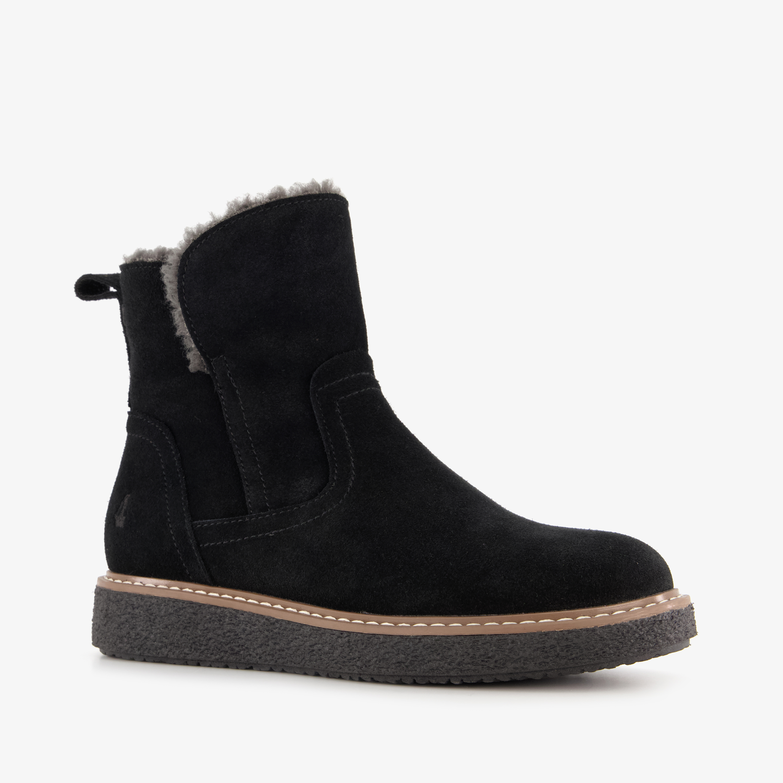 Hush Puppies gevoerde suède dames boots zwart laarzen