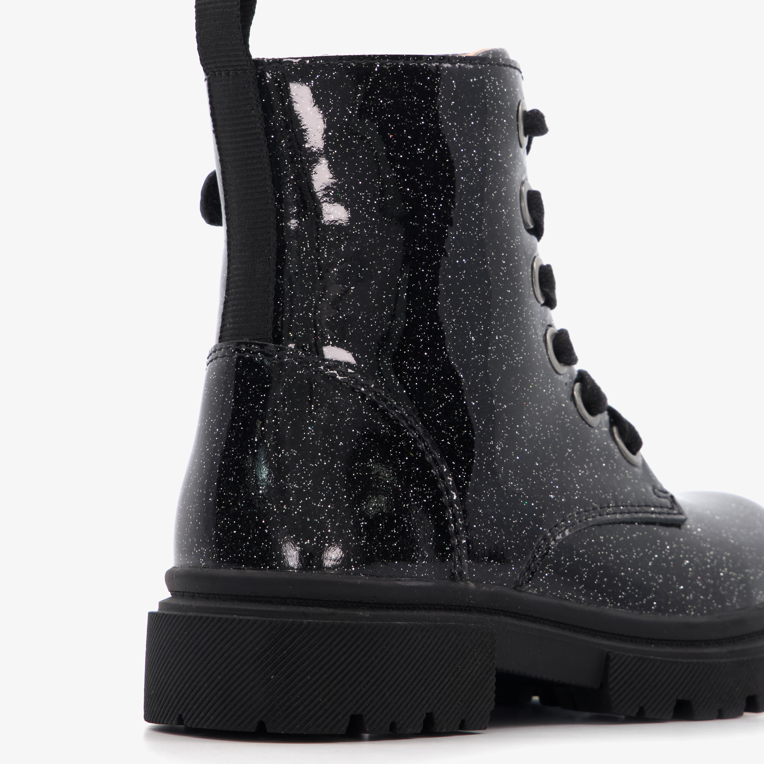 Stap leren meisjes veterboots zwart – foto 5
