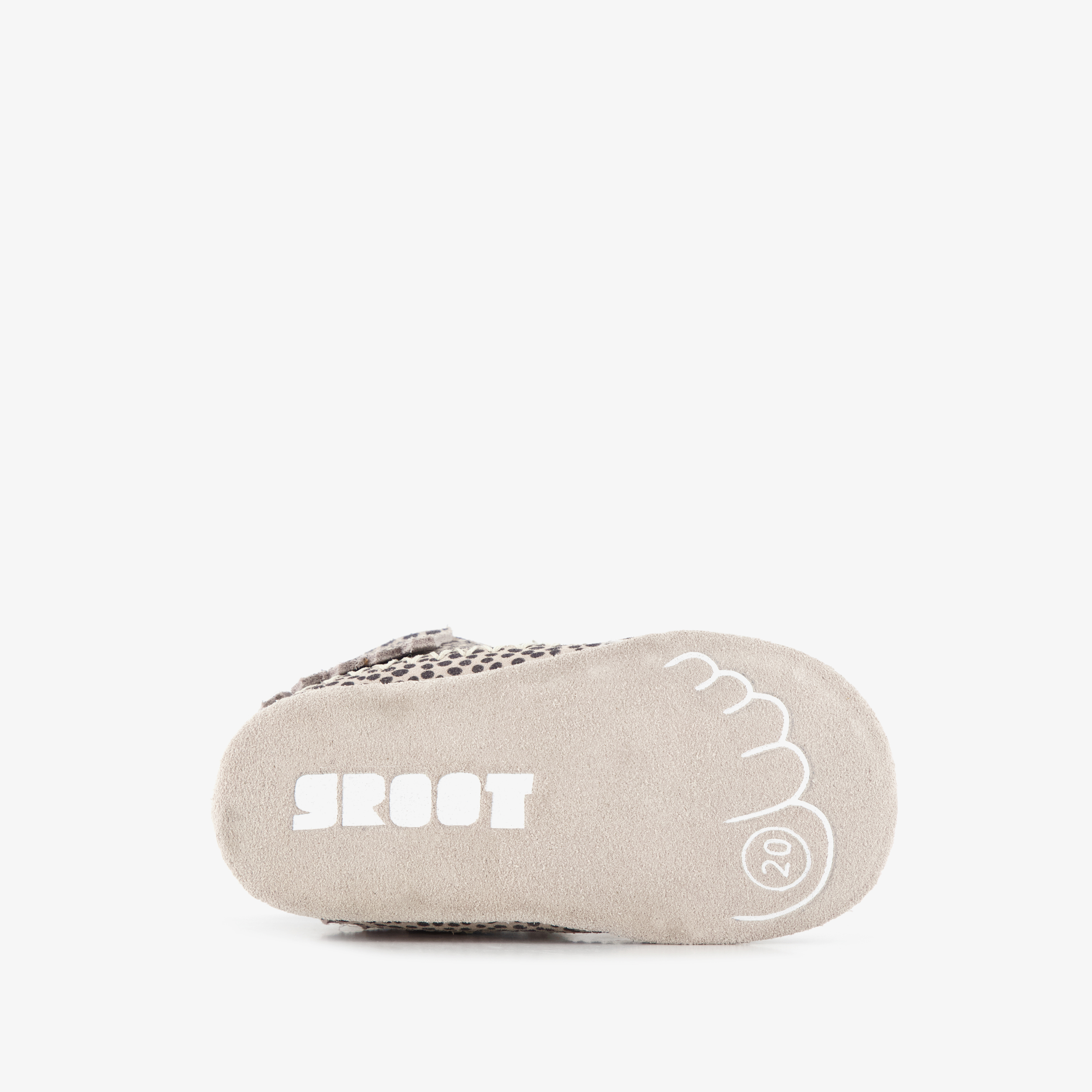 Groot leren babyschoenen met stippen en franjes beige meisjes – foto 3