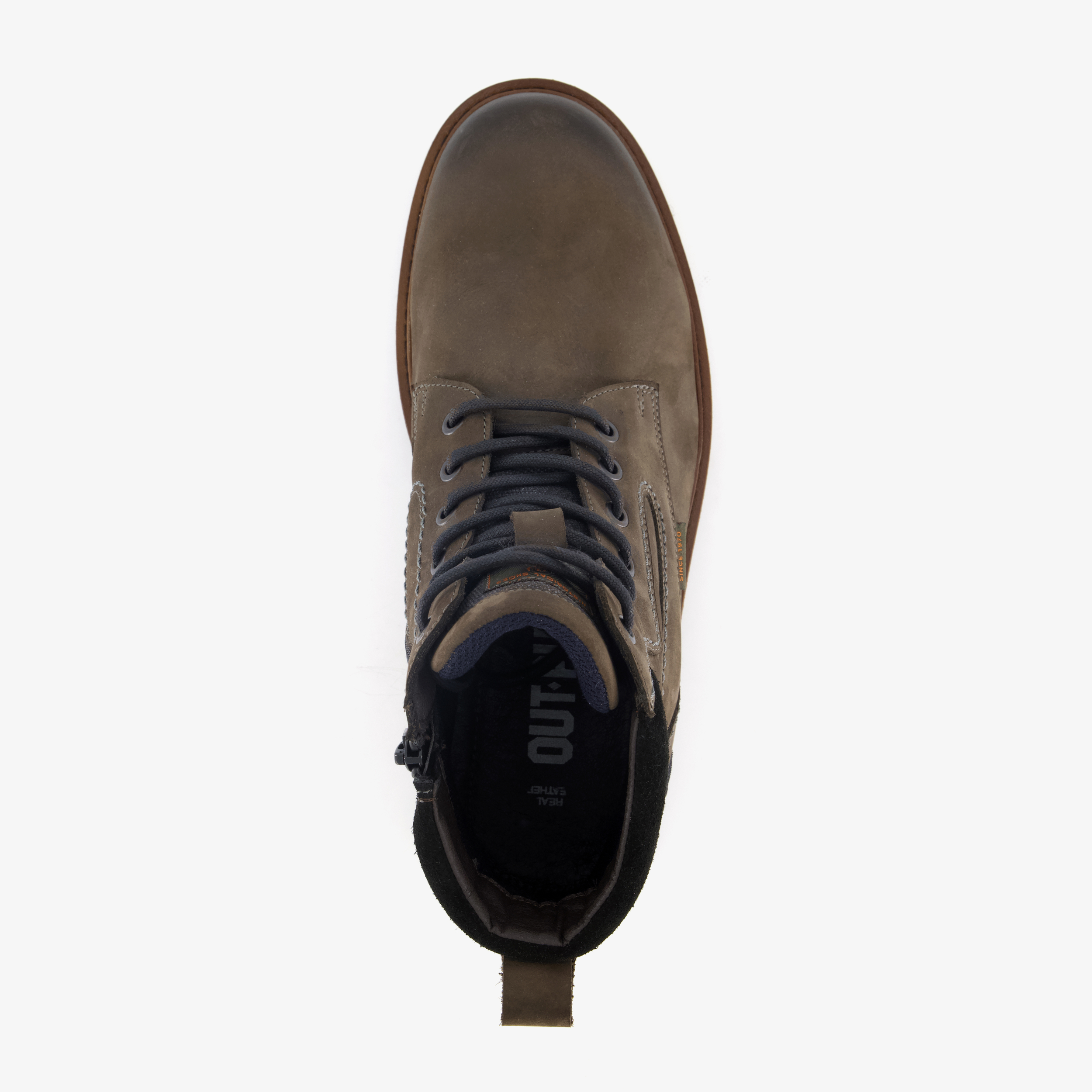 Output leren heren veterboots grijsbruin – foto 4