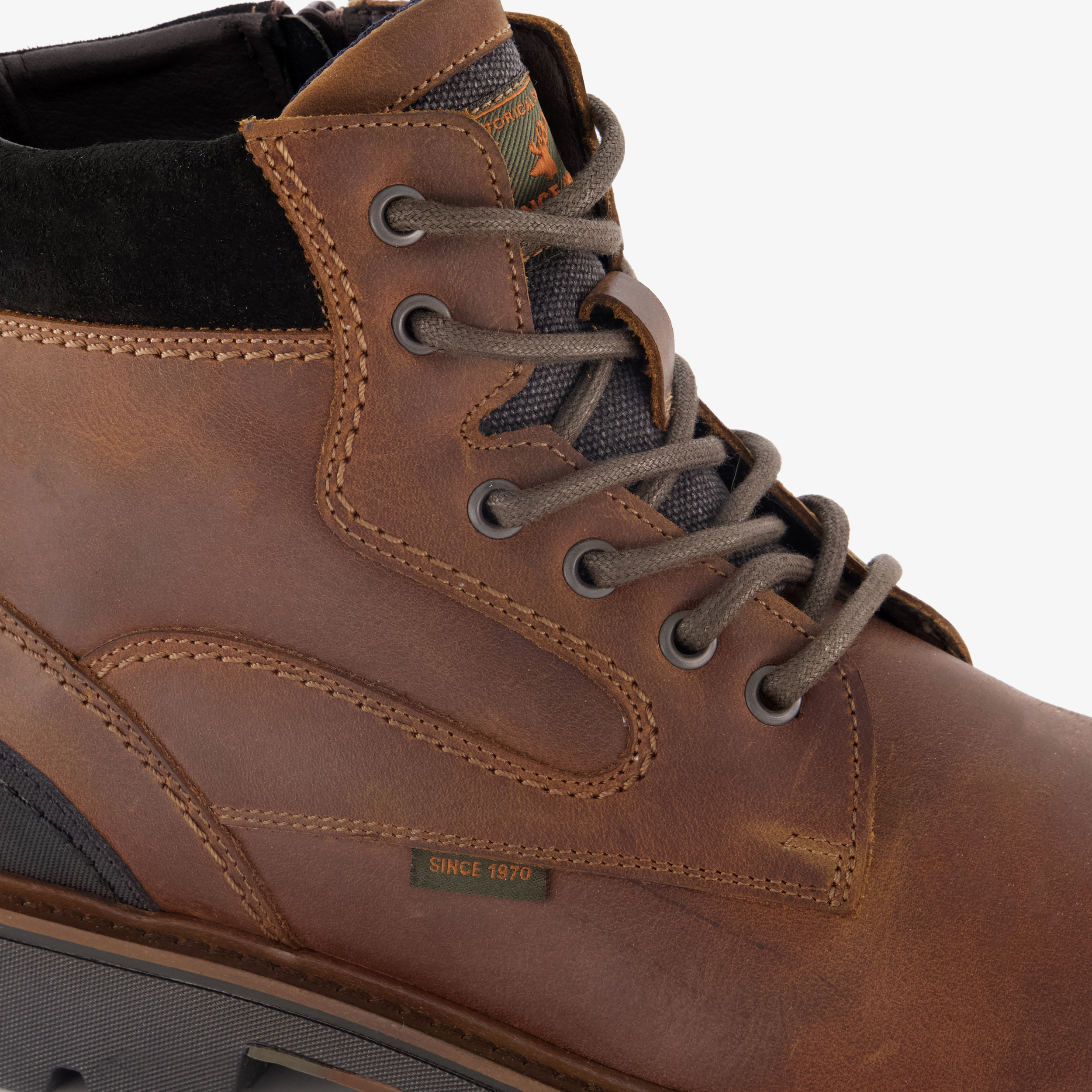 Output leren heren veterboots bruin – foto 5