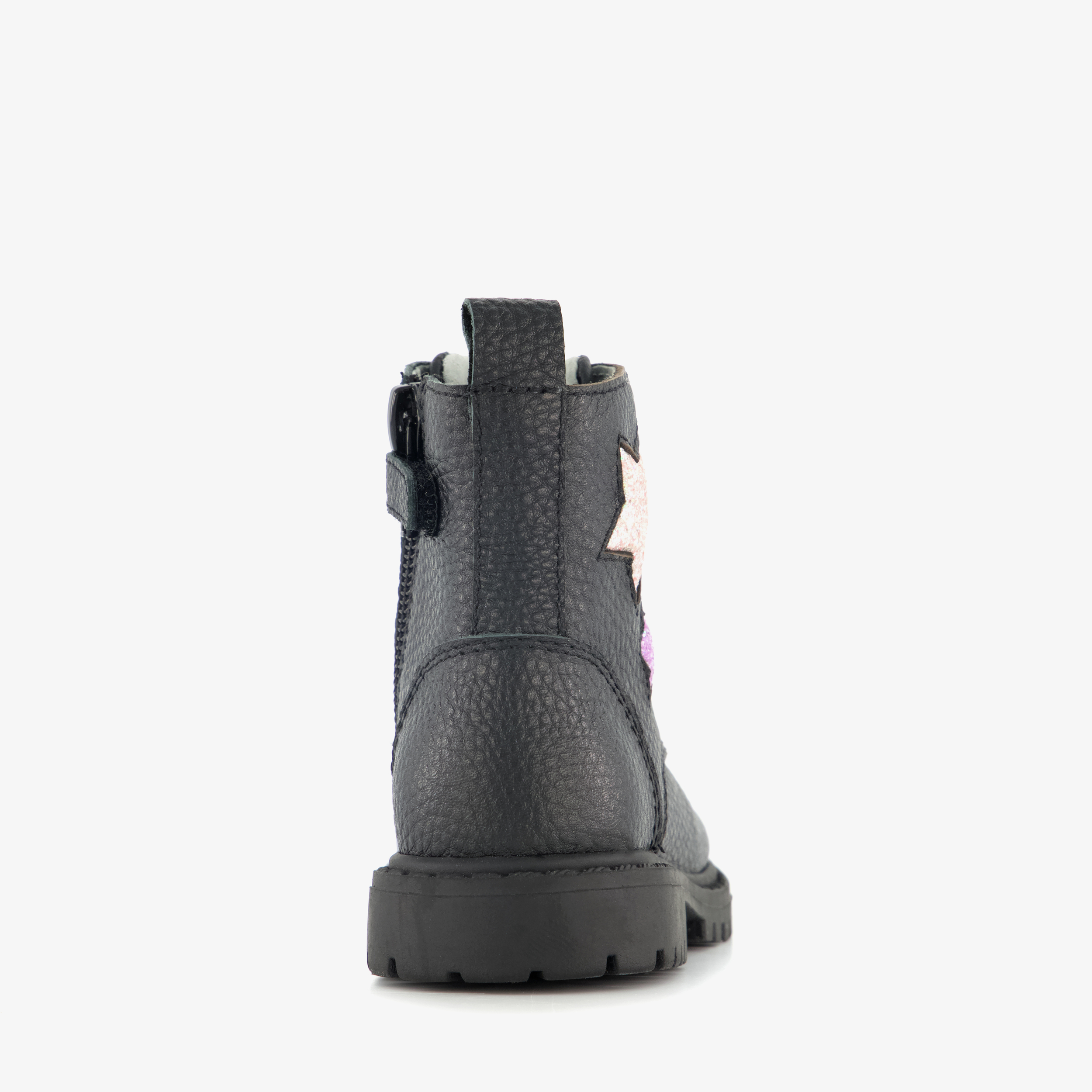 Stap leren meisjes veterboots met sterren zwart – foto 2