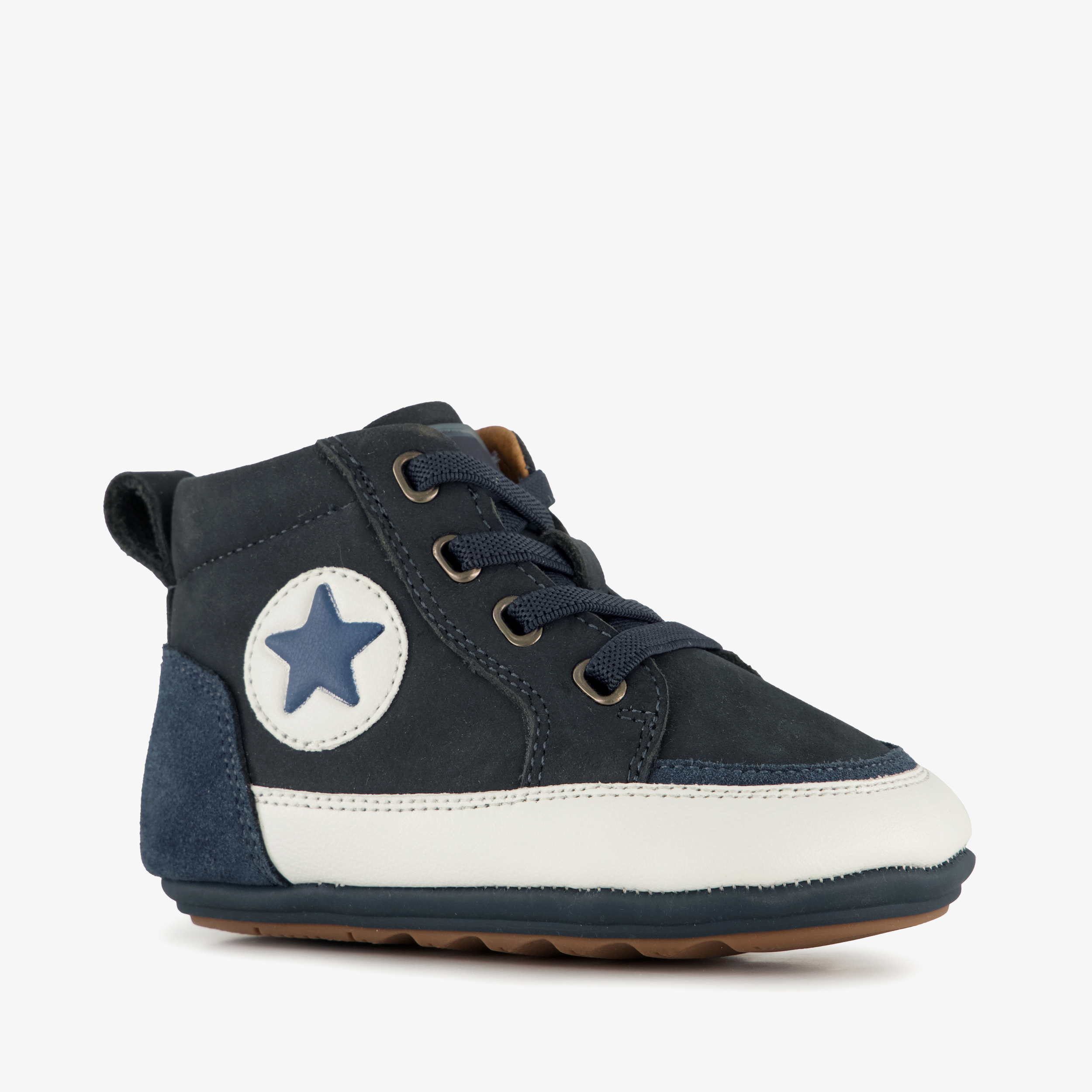Groot leren babyschoenen donkerblauw