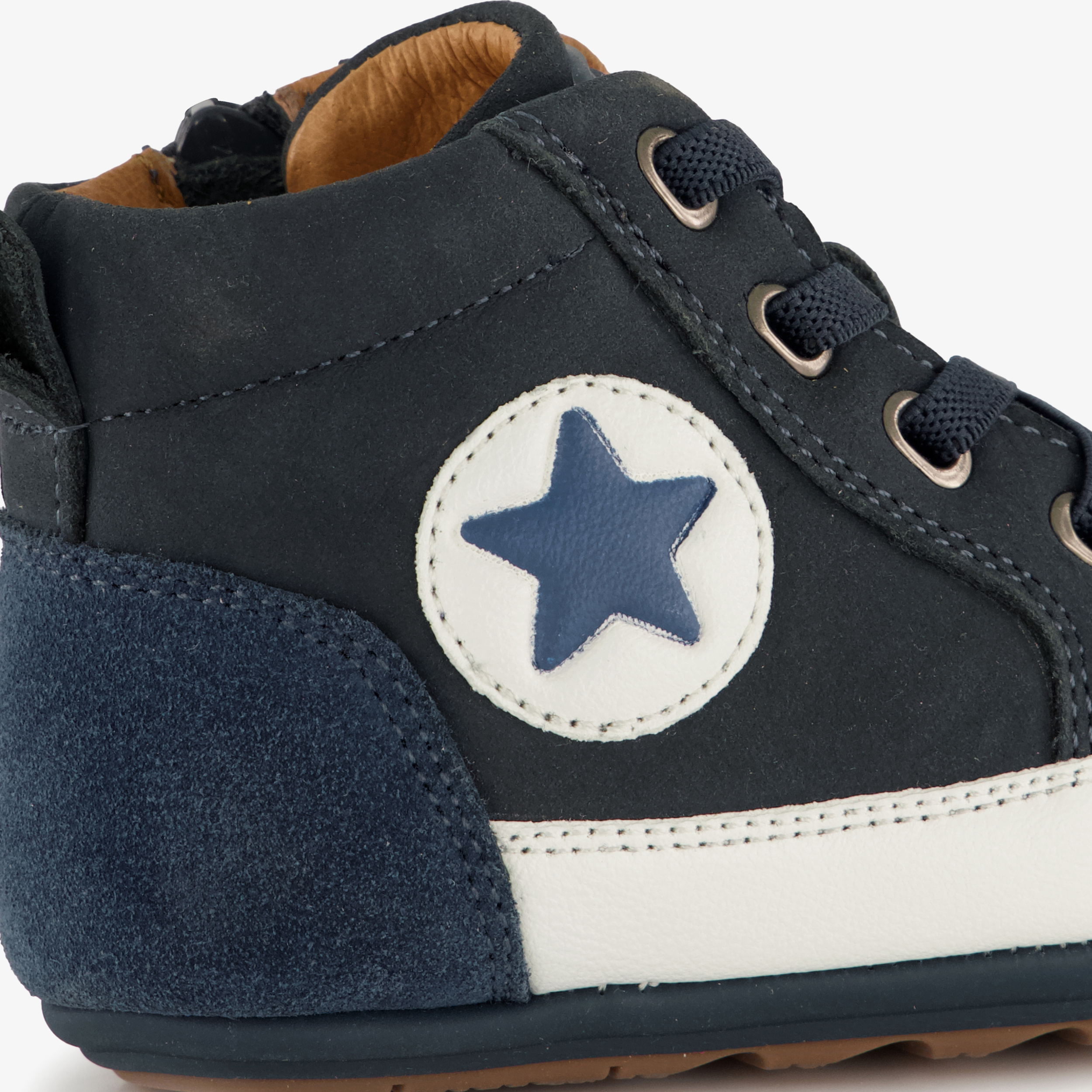 Groot leren babyschoenen donkerblauw jongens – foto 5
