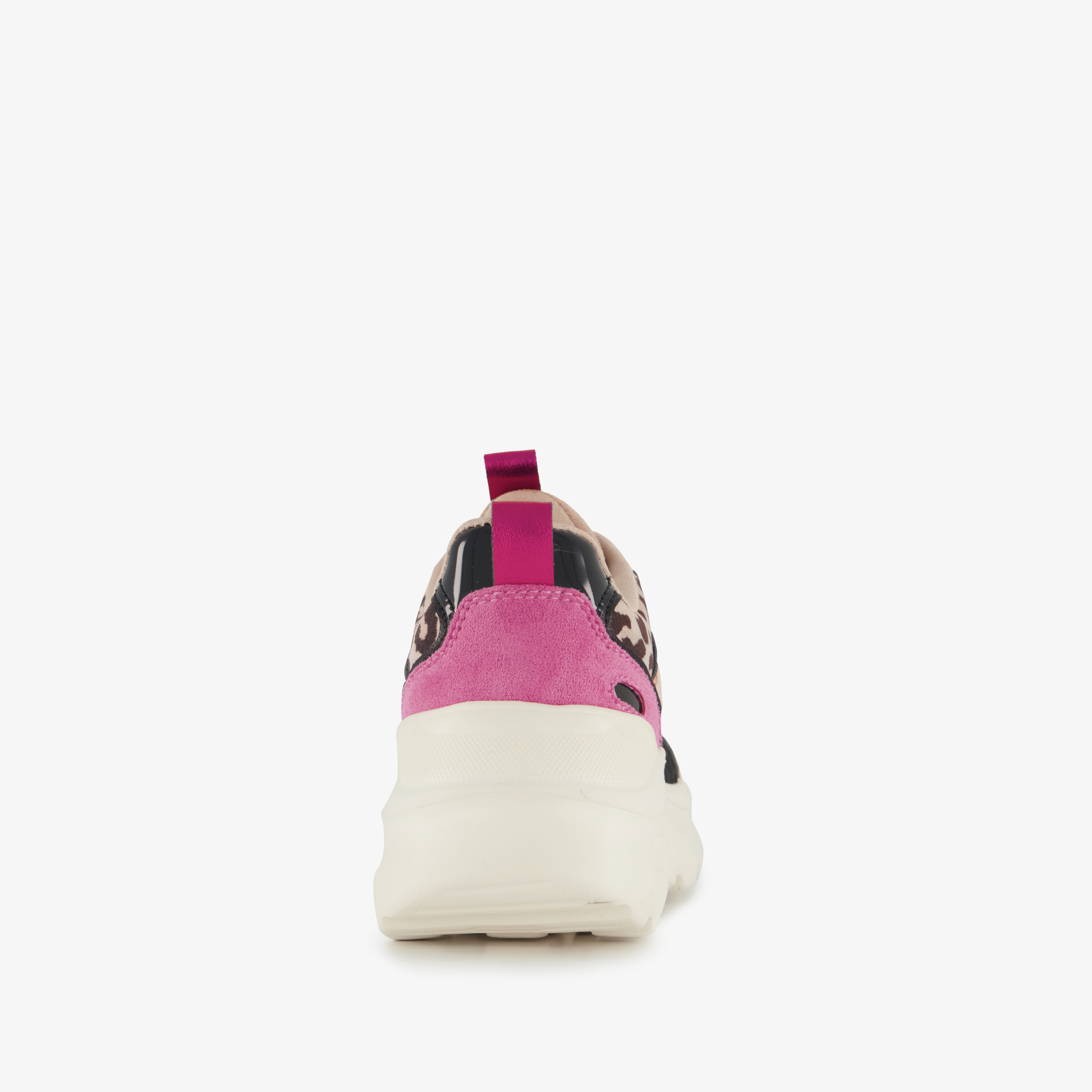 Blue Box meisjes dad sneakers met panterprint details beige zwart – foto 2