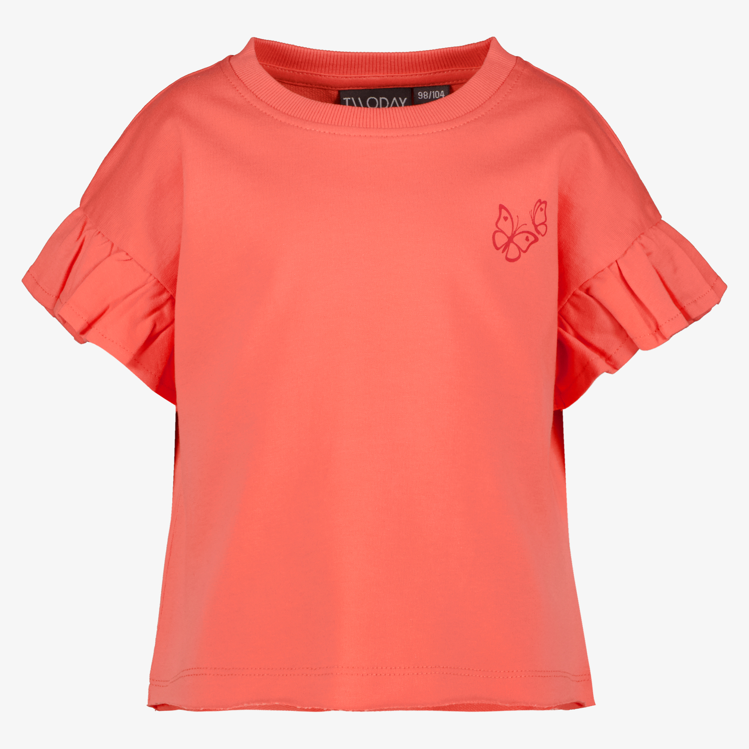TwoDay meisjes T-shirt met ruffles koraalroze TwoDay meisjes T-shirt met ruffles koraalroze