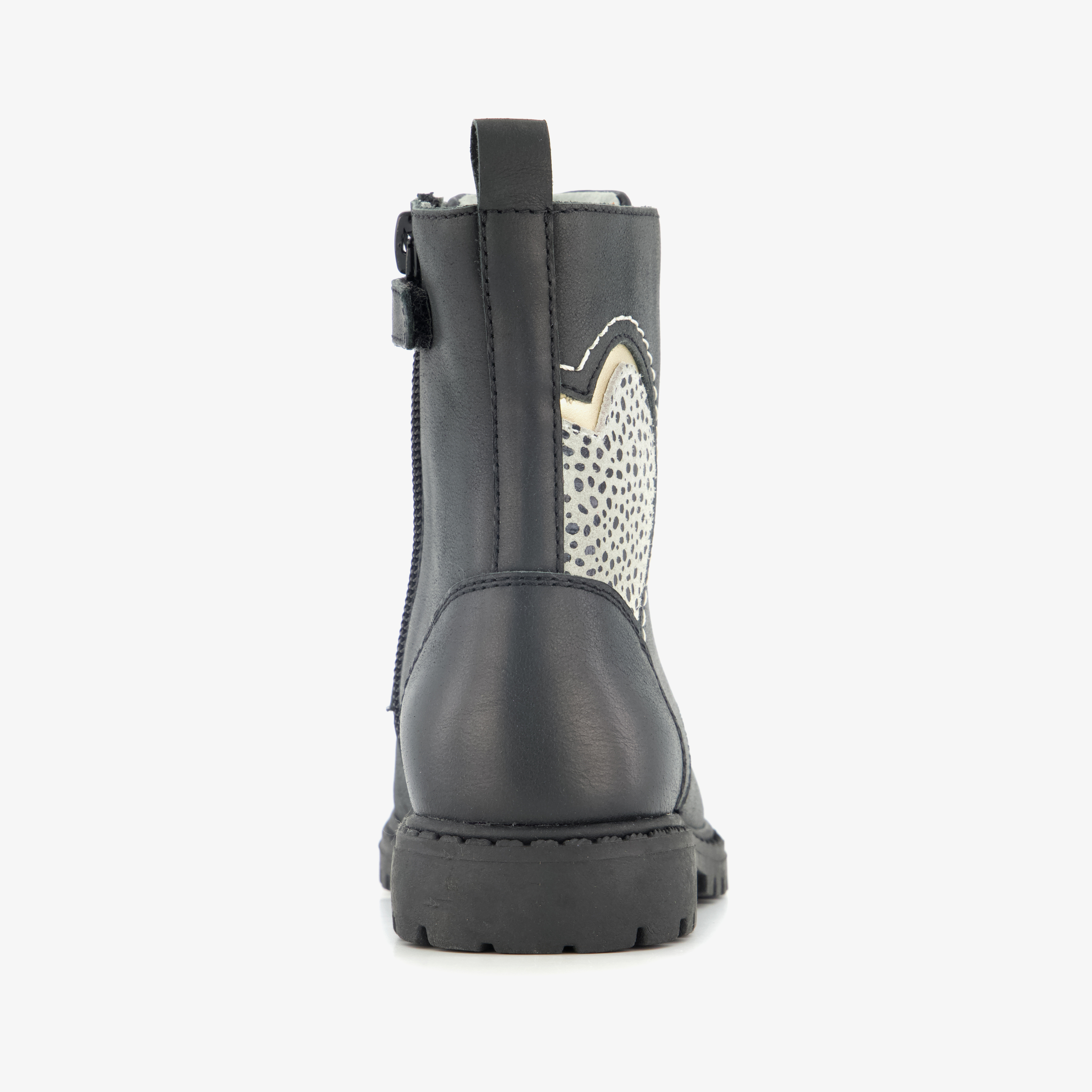 Stap leren meisjes veterboots met hartje zwart – foto 2