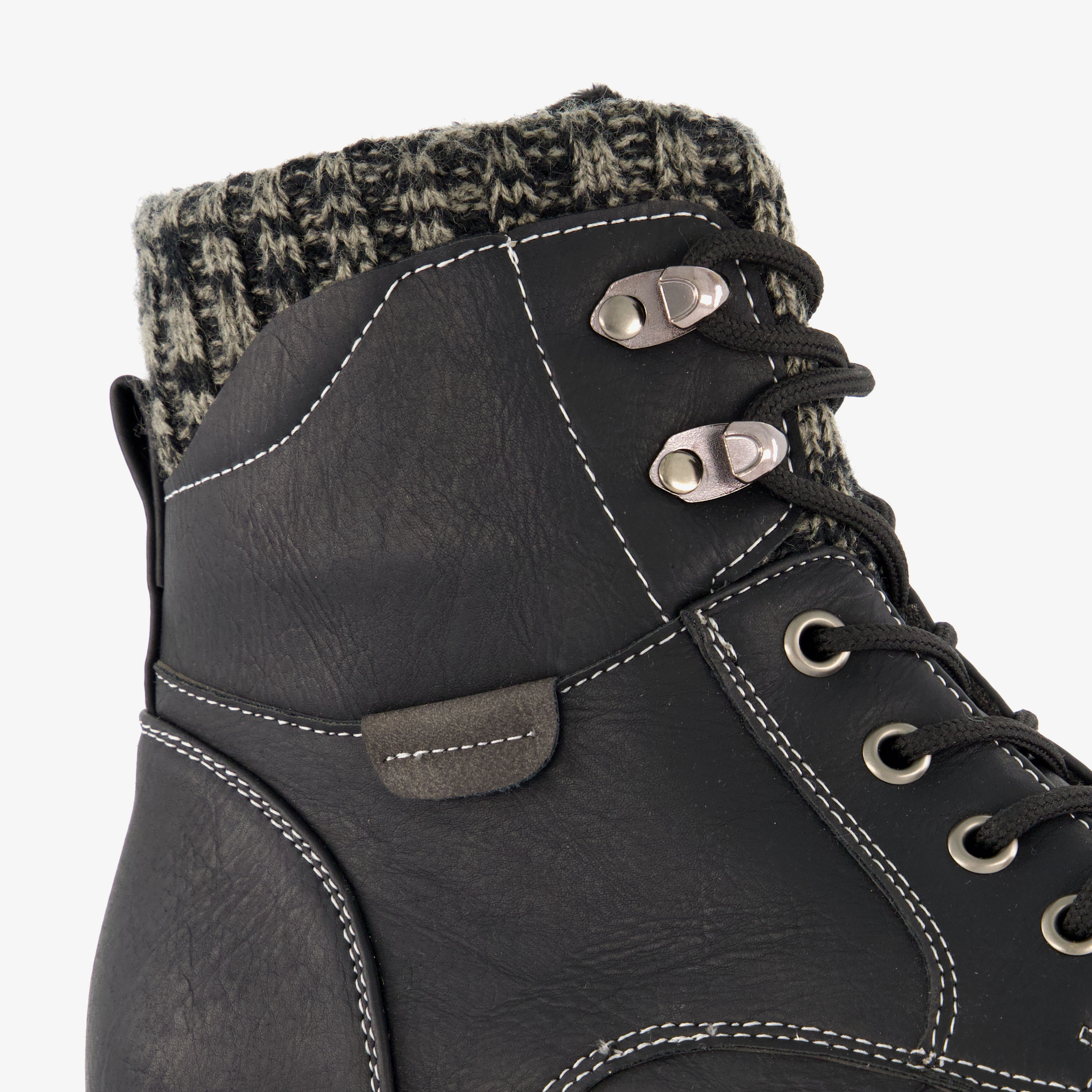 Blue Box dames veterboots met gebreid detail zwart laarzen – foto 5