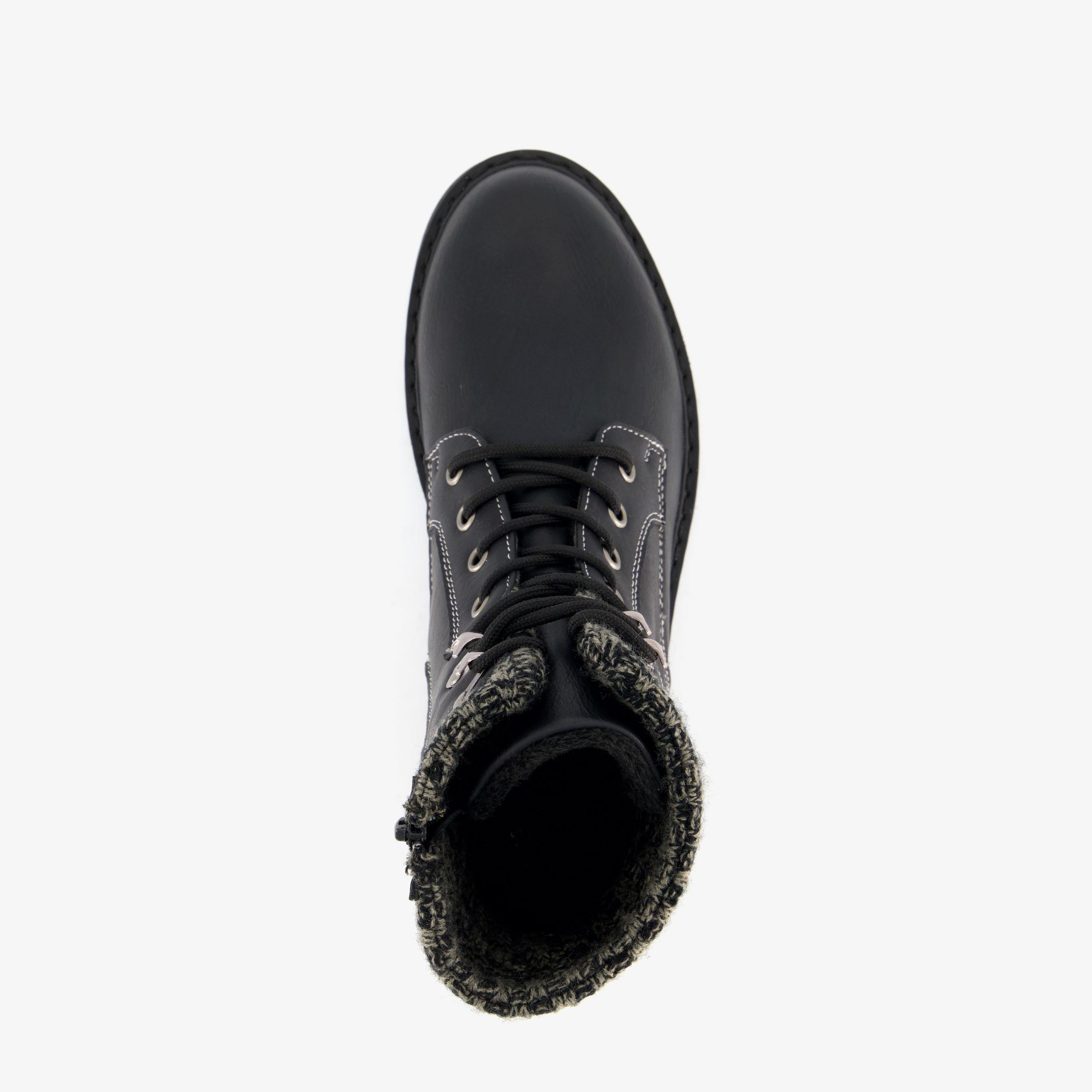 Blue Box dames veterboots met gebreid detail zwart laarzen – foto 4