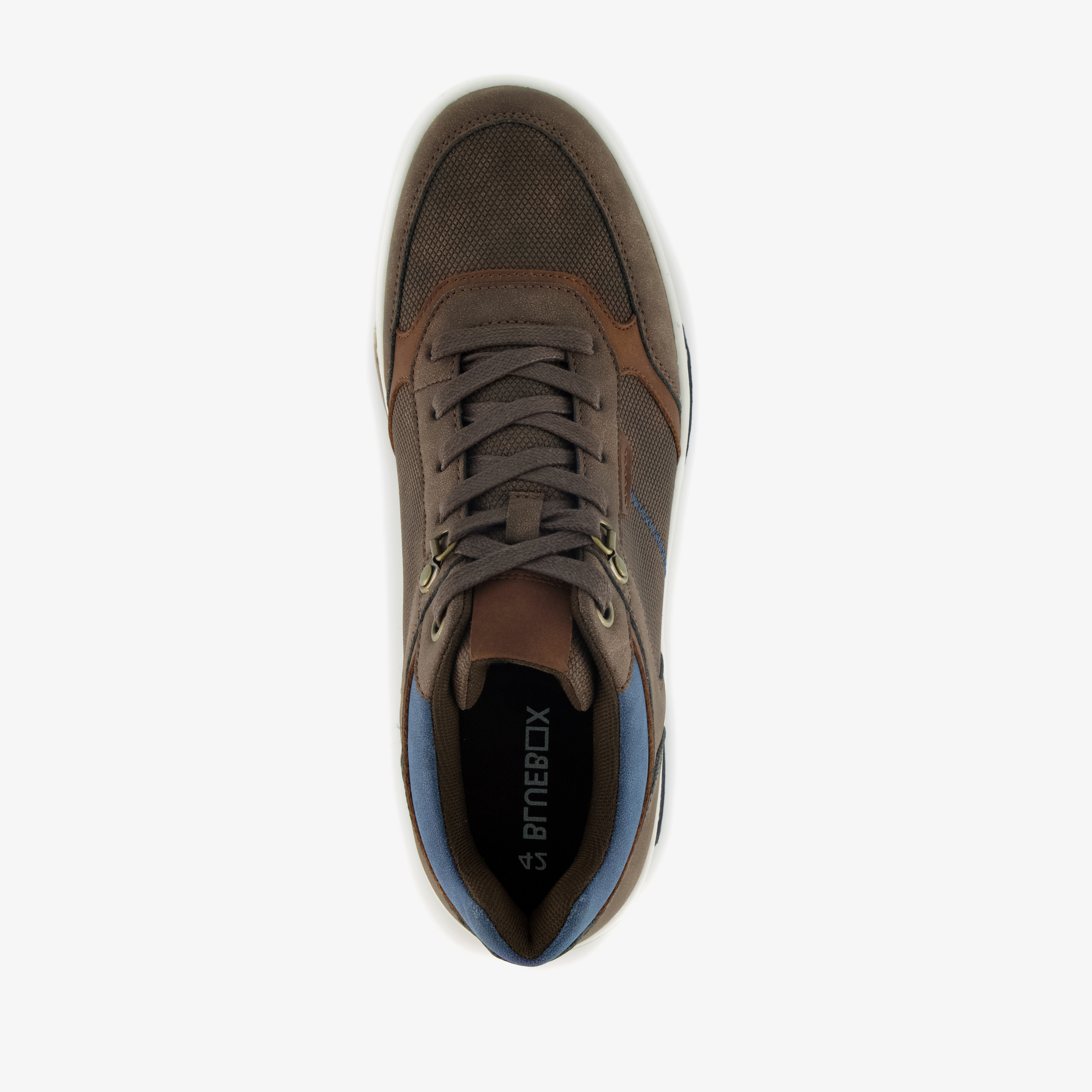 Blue Box hoge heren sneakers bruin blauw – foto 4