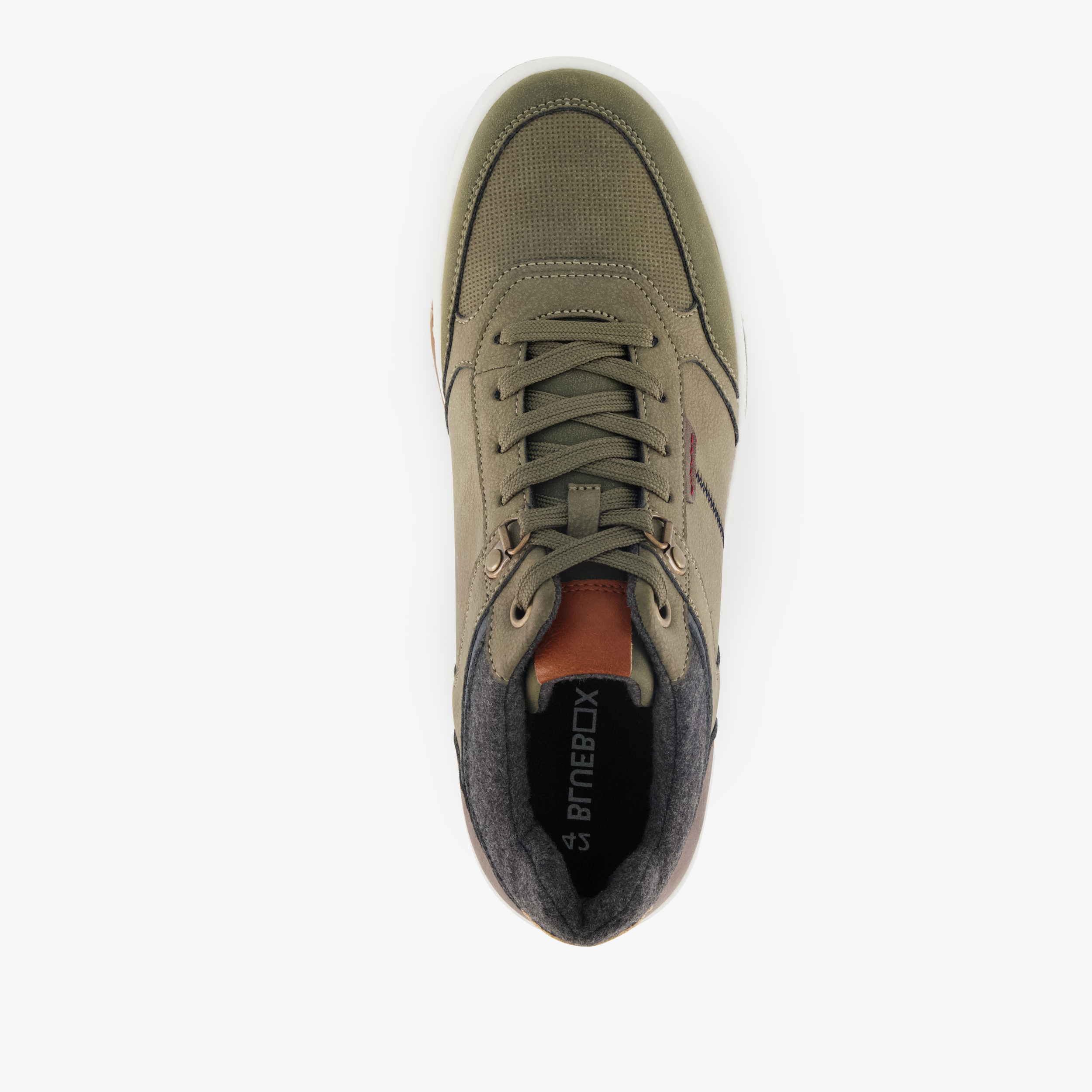 Blue Box hoge heren sneakers groen cognac – foto 4