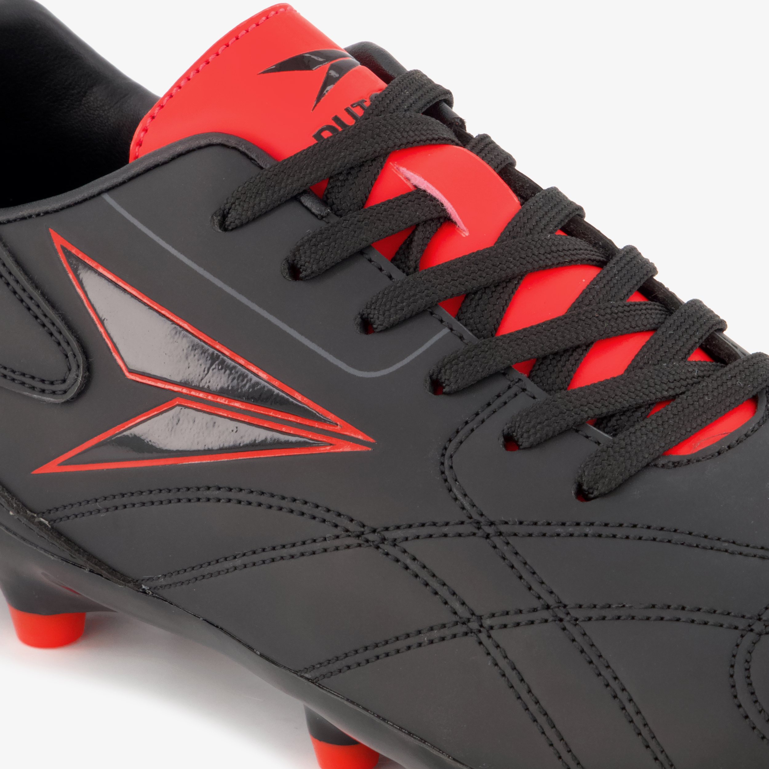 Dutchy FG kinder voetbalschoenen zwart rood meisjes veldschoenen – foto 5