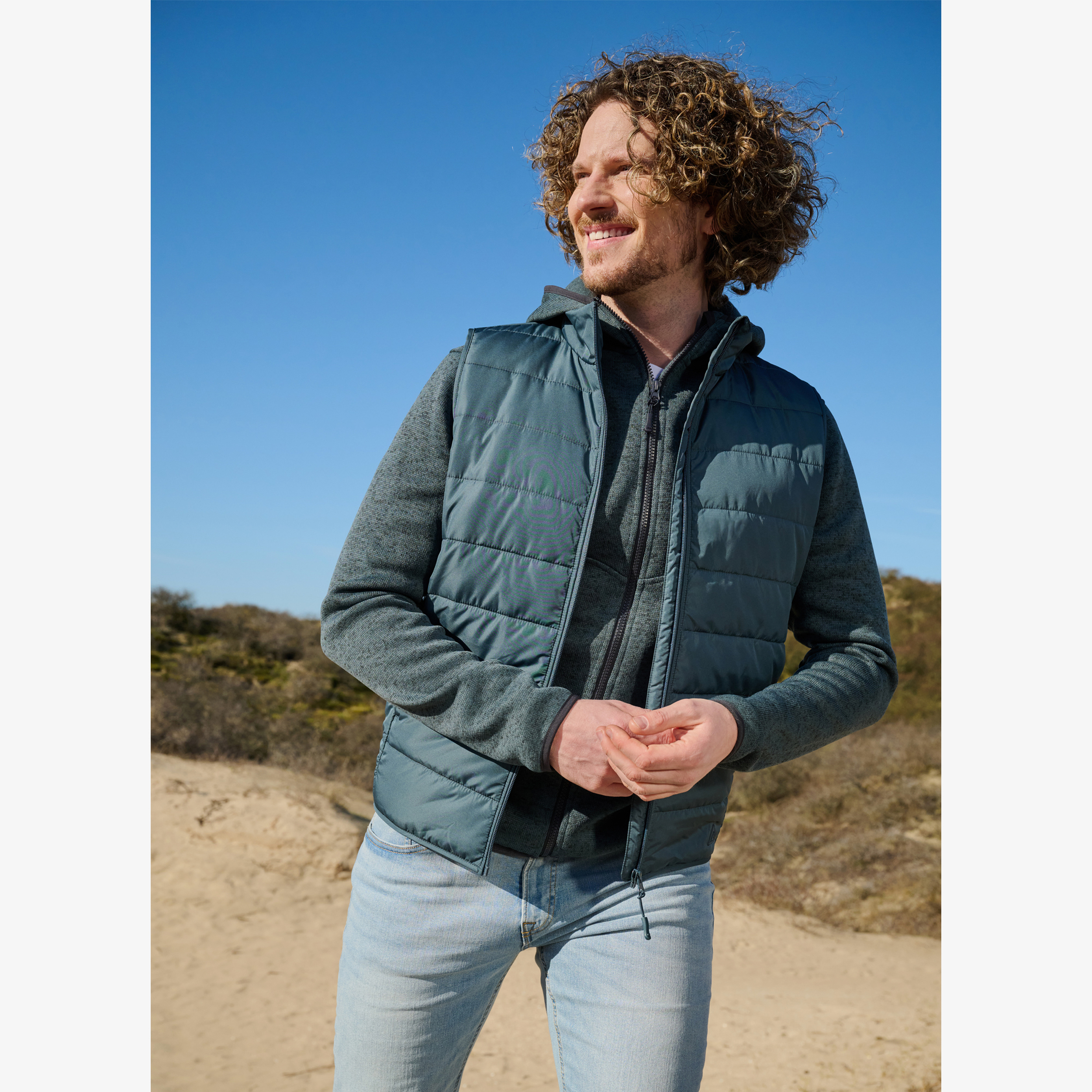 Mountain Peak heren outdoor fleece vest blauw truien & vesten – foto 4
