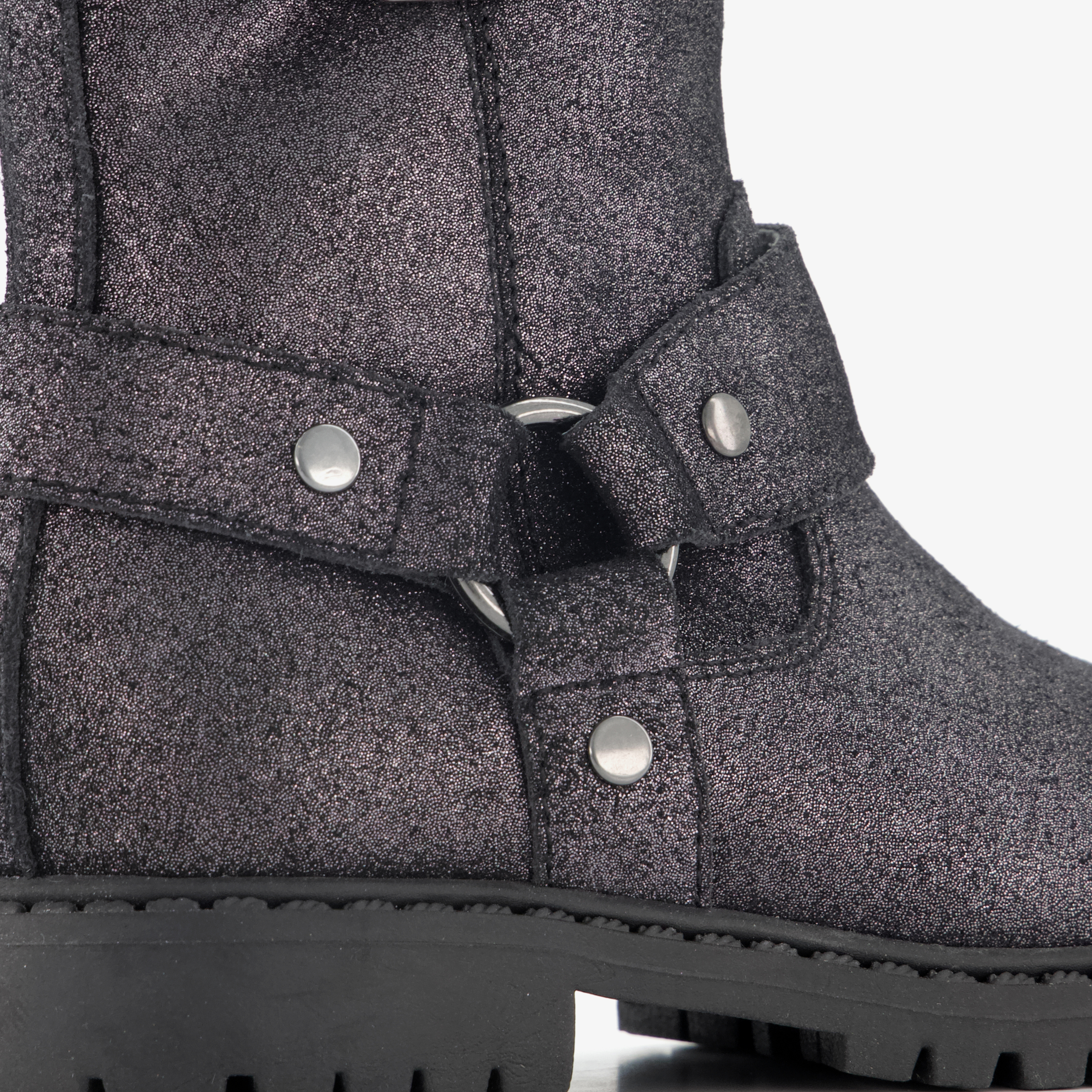 Stap leren meisjes biker boots met glitters zwart enkellaarzen – foto 5
