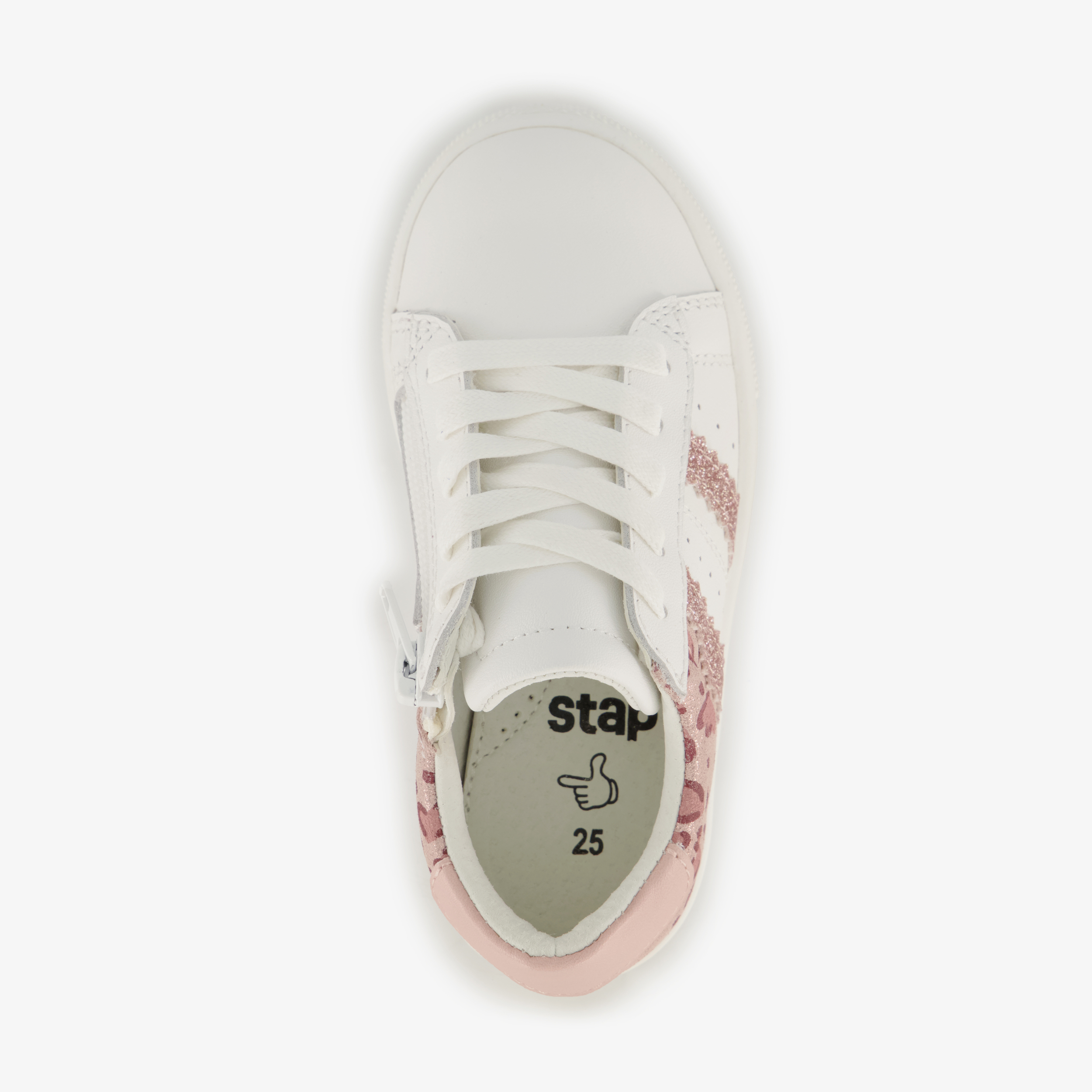Stap sneakers leren meisjes met roze hartjes – foto 4