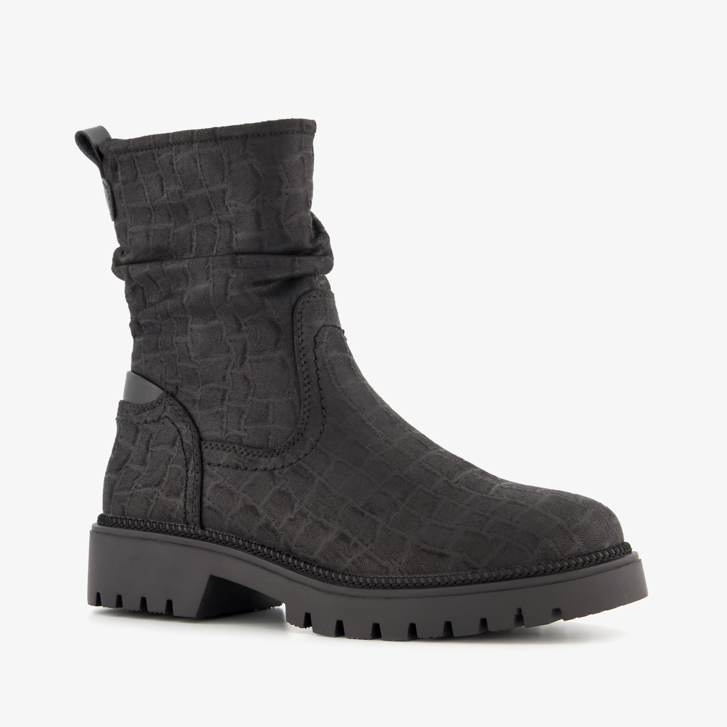 Blue Box dames croco boots zwart enkellaarzen