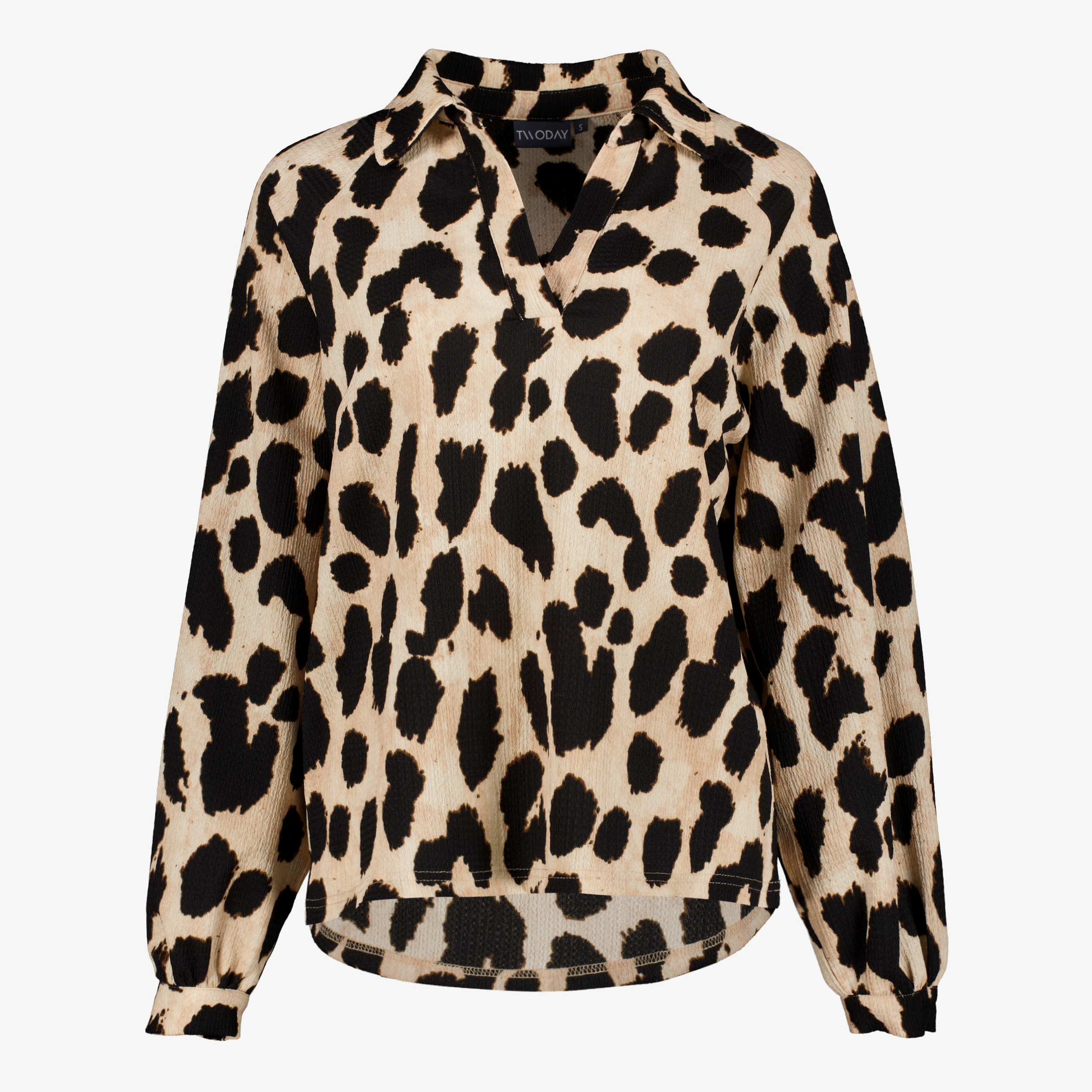 TwoDay dames blouse met panterprint beige zwart t-shirts & tops