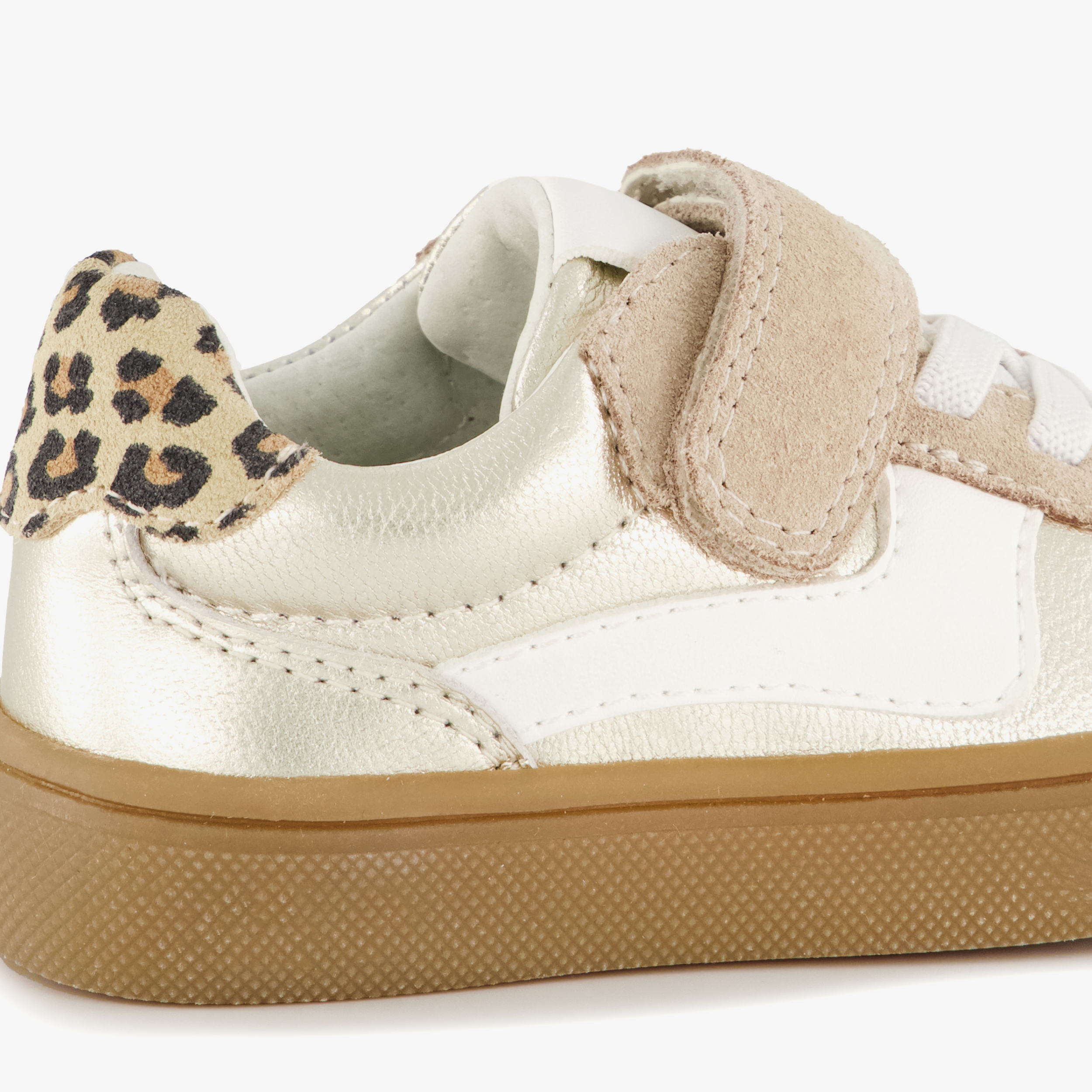 Stap meisjes leren sneakers met metallic – foto 5