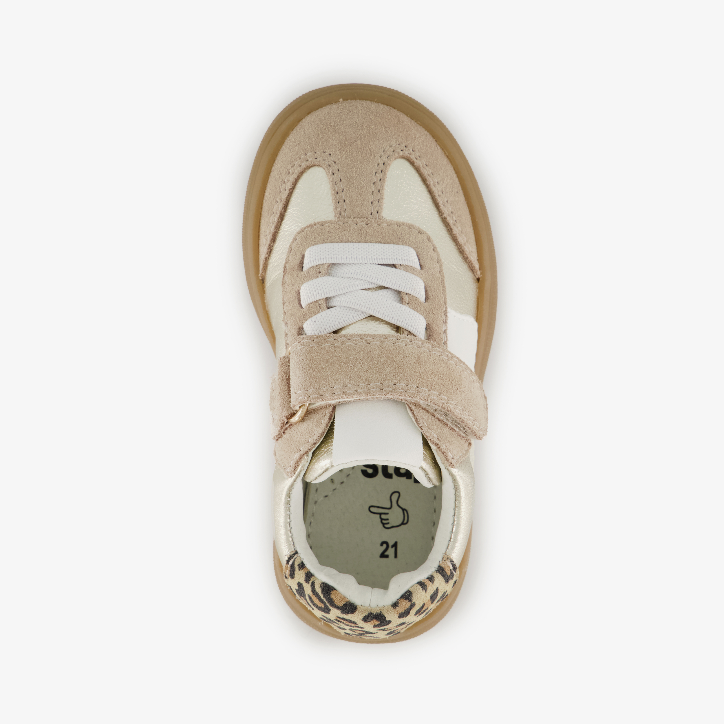 Stap meisjes leren sneakers met metallic – foto 4