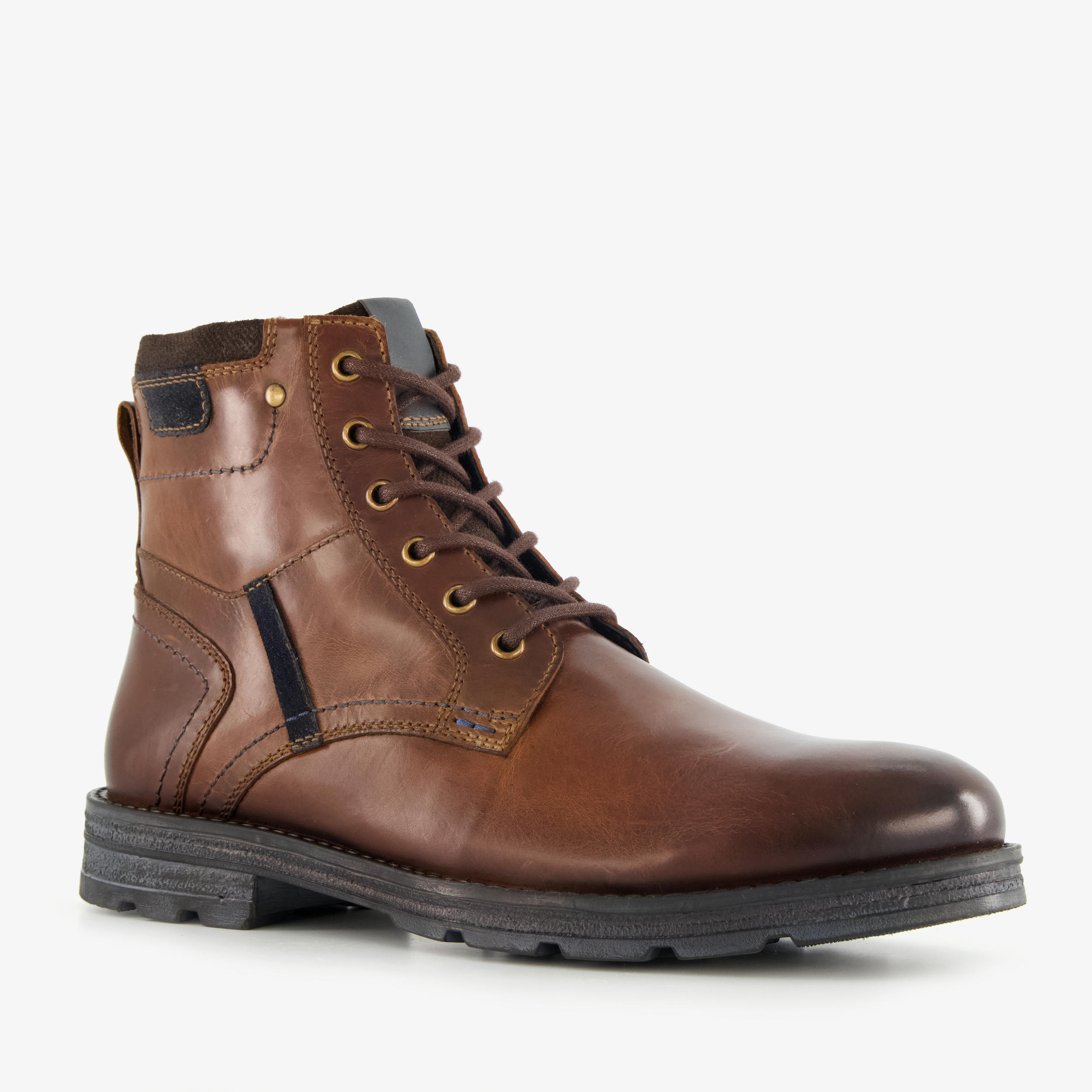 Van Beer leren heren veterboots bruin veterschoenen
