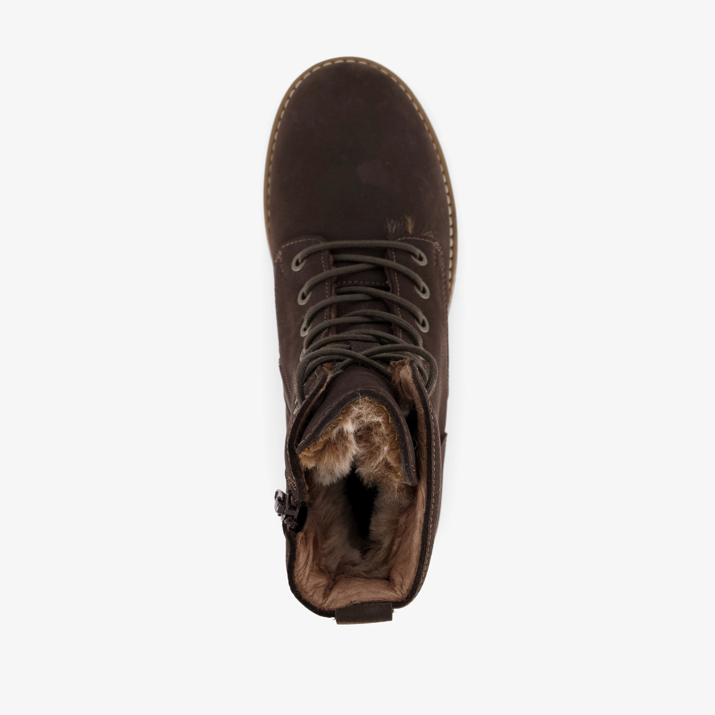 Output leren dames veterboots donkerbruin laarzen – foto 4
