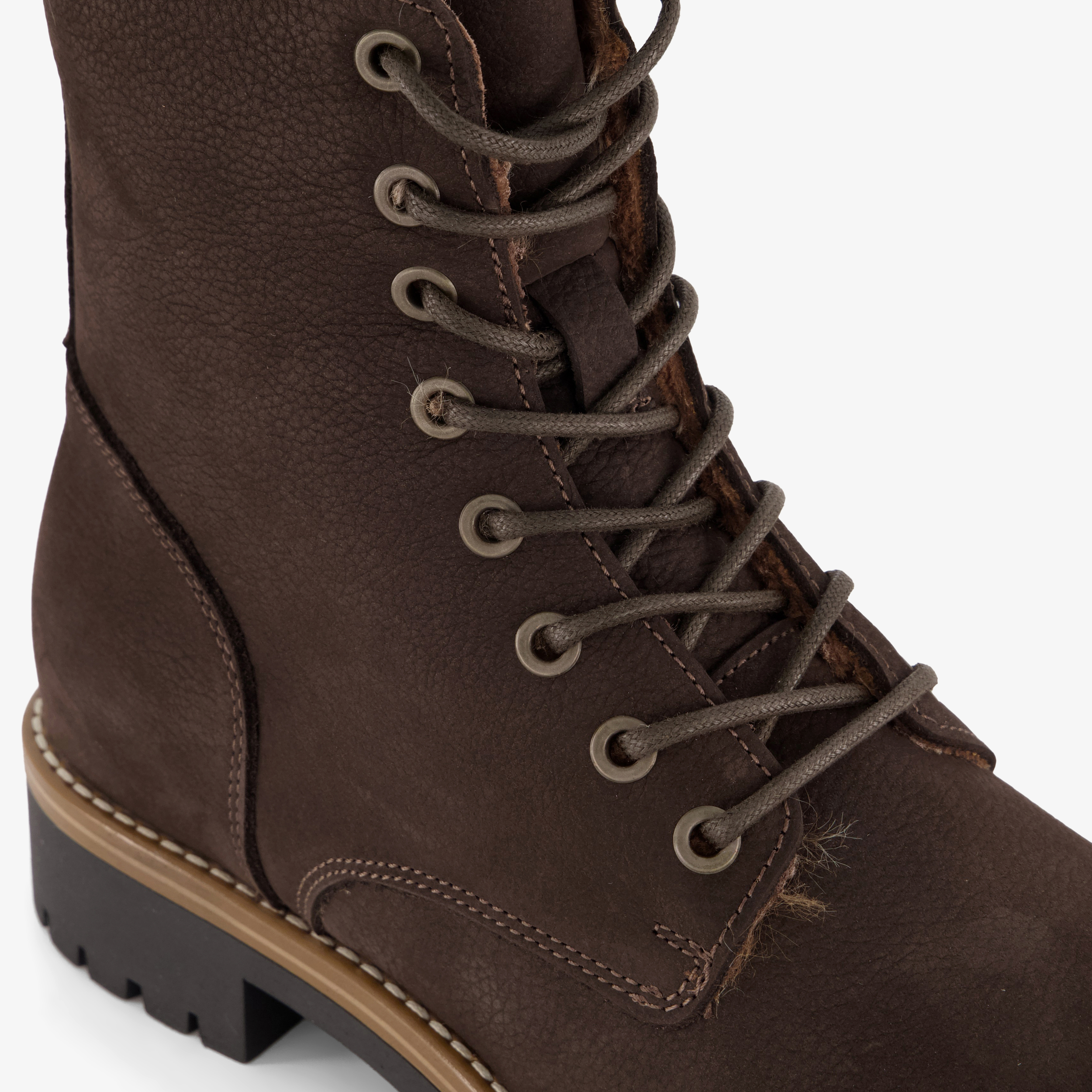 Output leren dames veterboots donkerbruin laarzen – foto 5