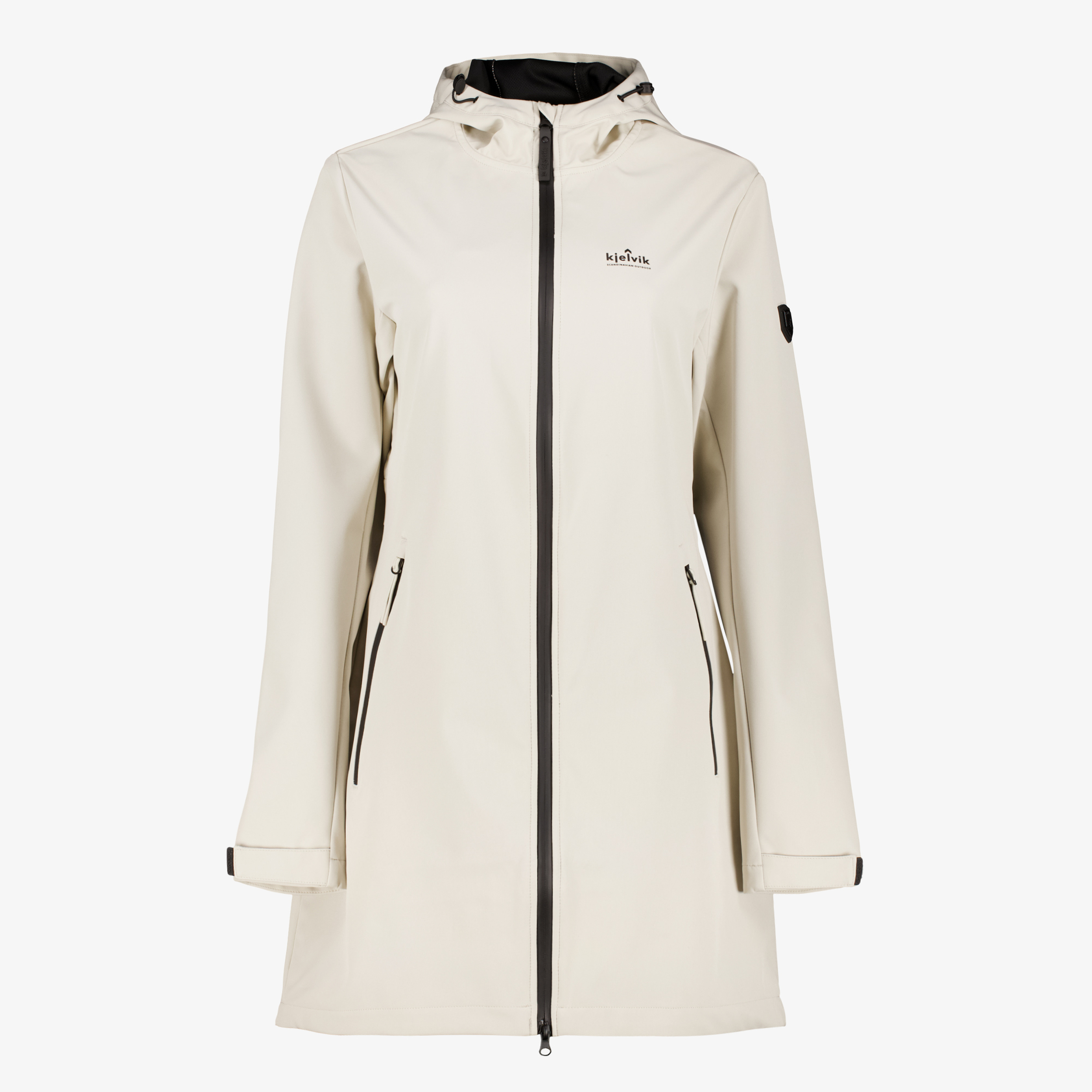 Kjelvik softshell lange dames jas beige jassen