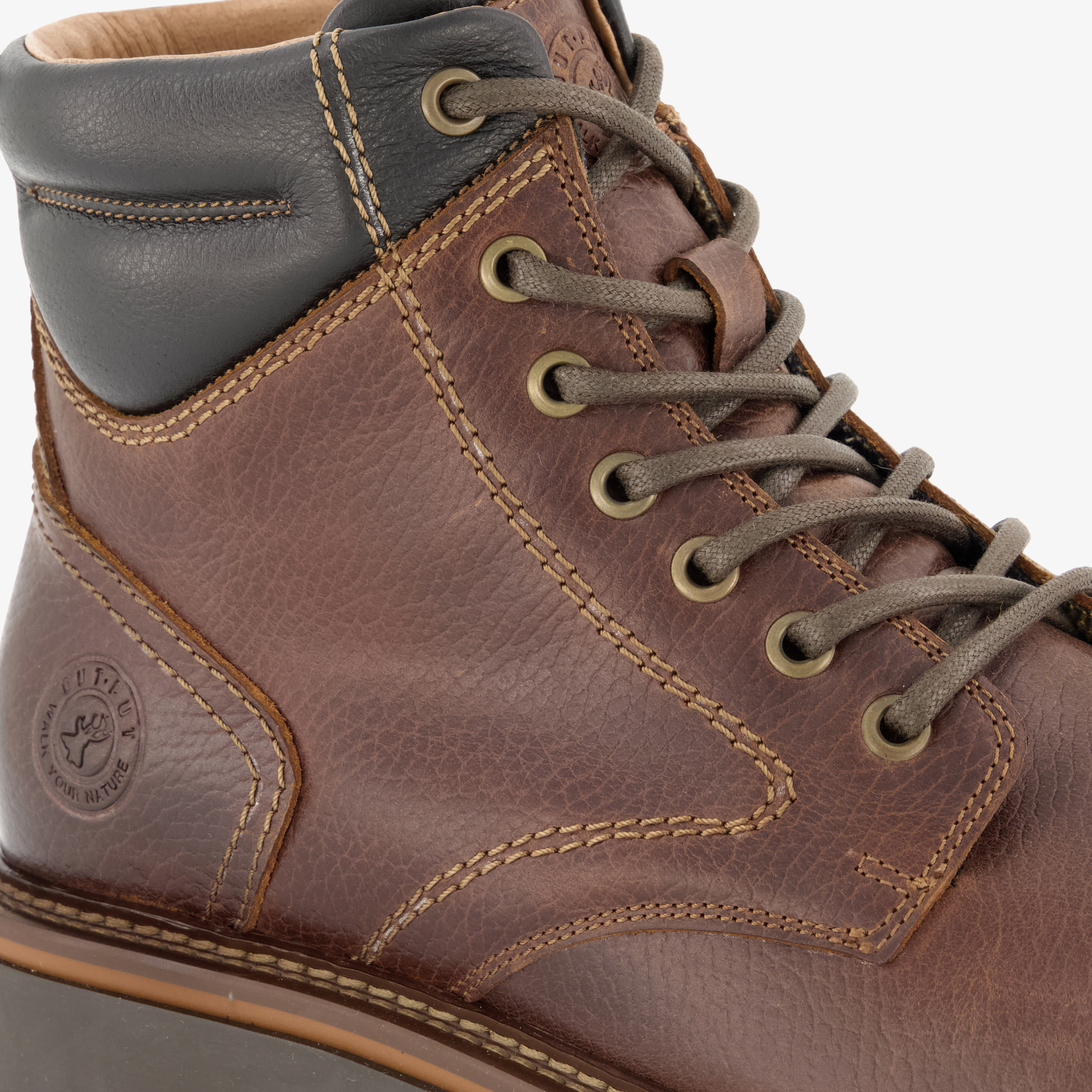 Output leren heren veterboots bruin – foto 5
