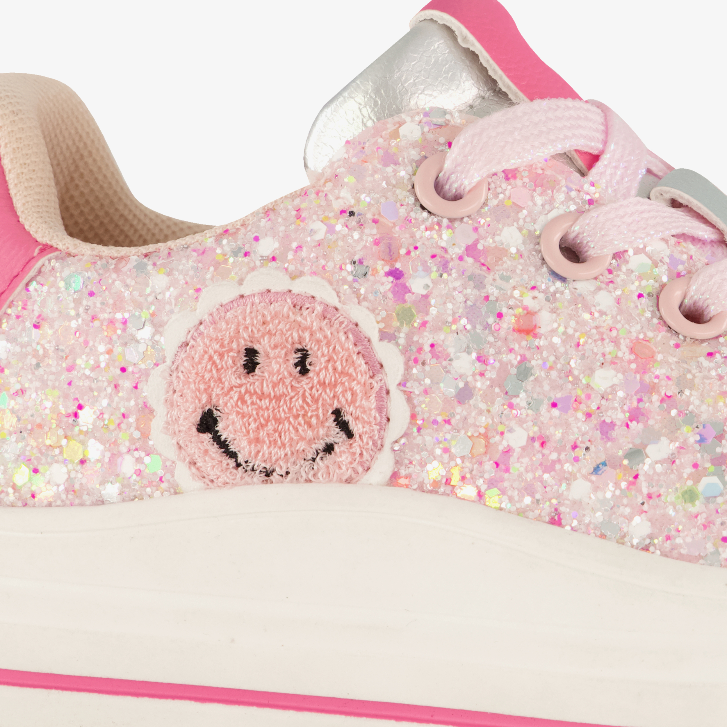 Blue Box hoge meisjes sneakers met glitters roze – foto 5
