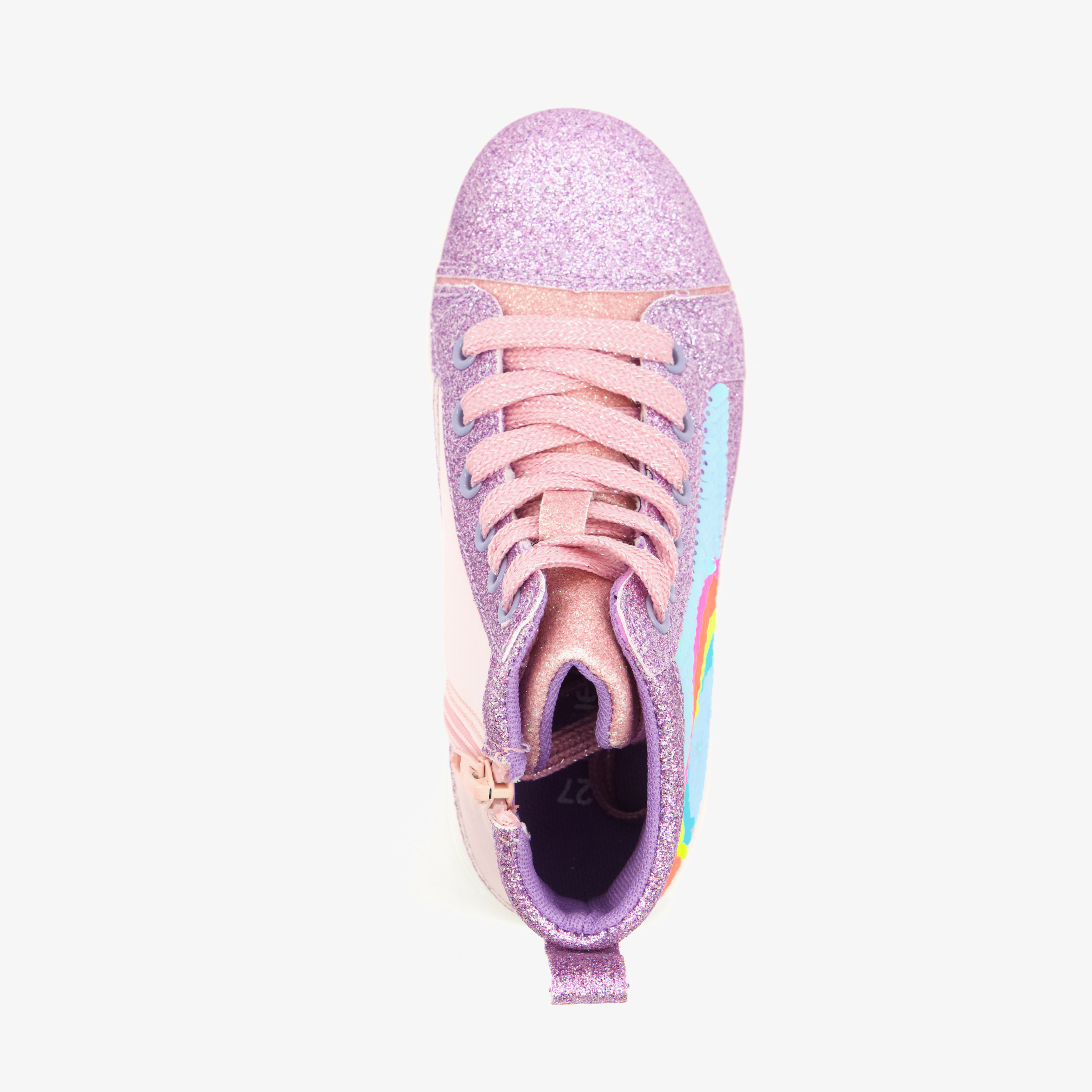 Blue Box meisjes sneakers met glitters en regenboog paars – foto 4