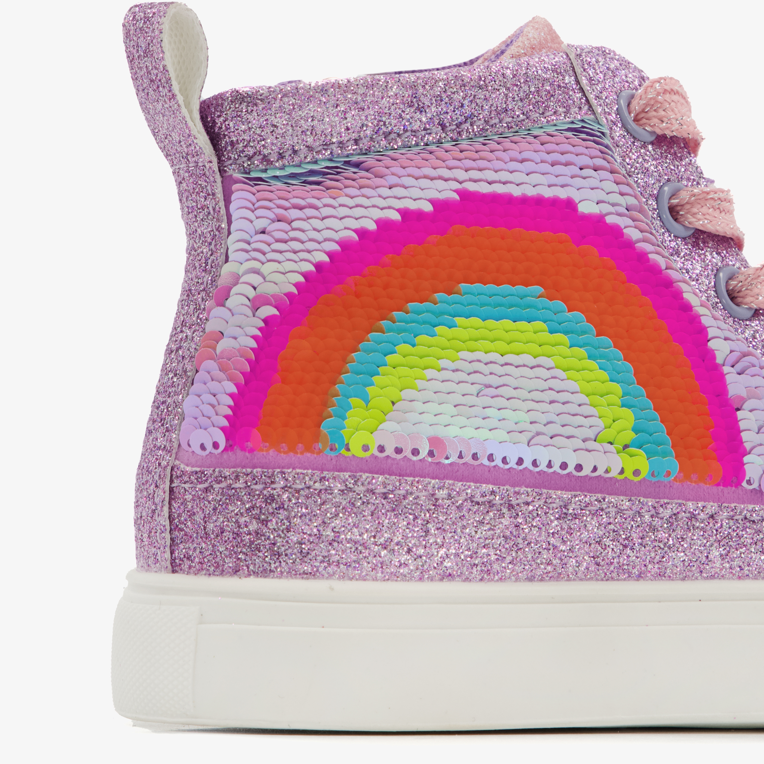 Blue Box meisjes sneakers met glitters en regenboog paars – foto 5