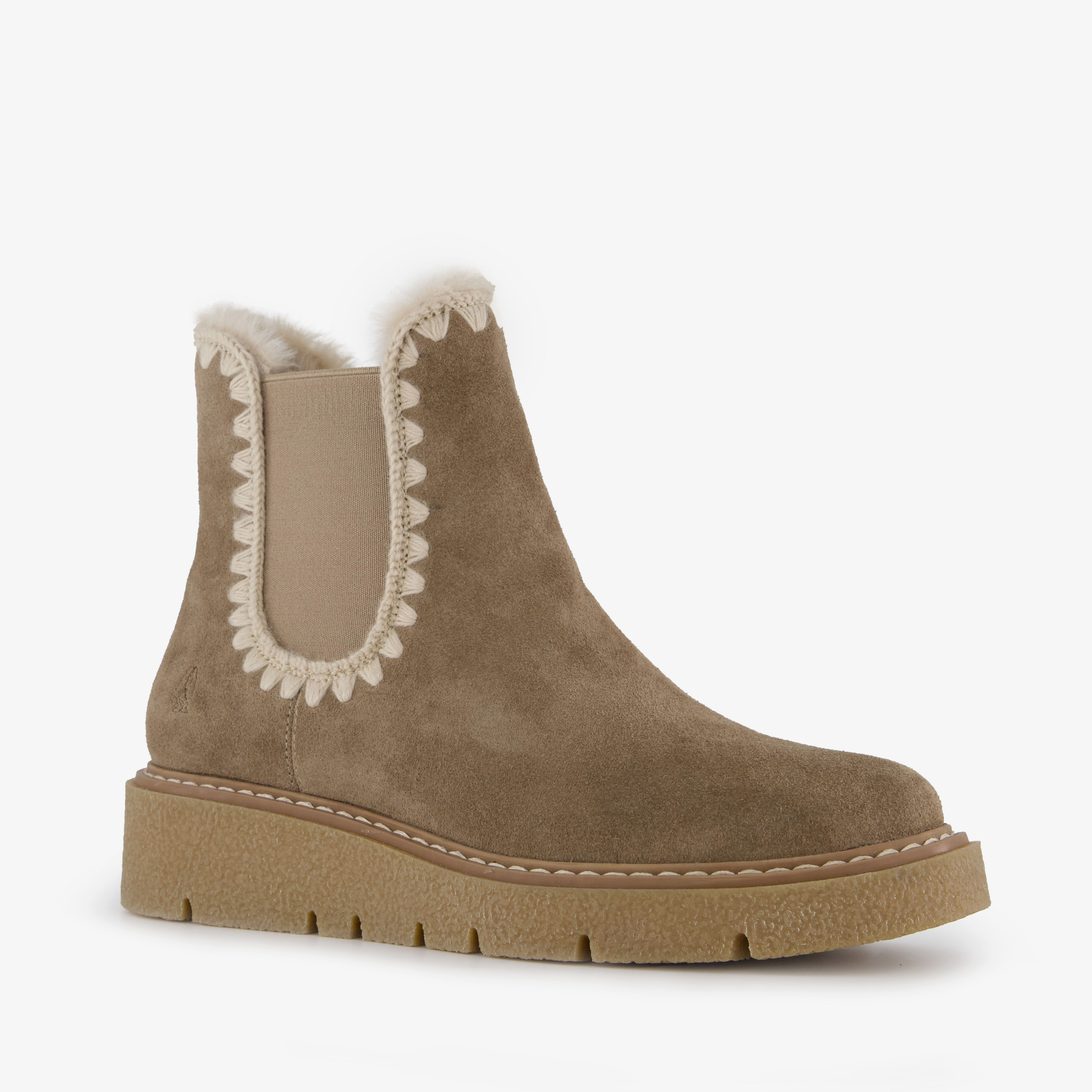 Hush Puppies gevoerde suède dames boots taupe enkellaarzen