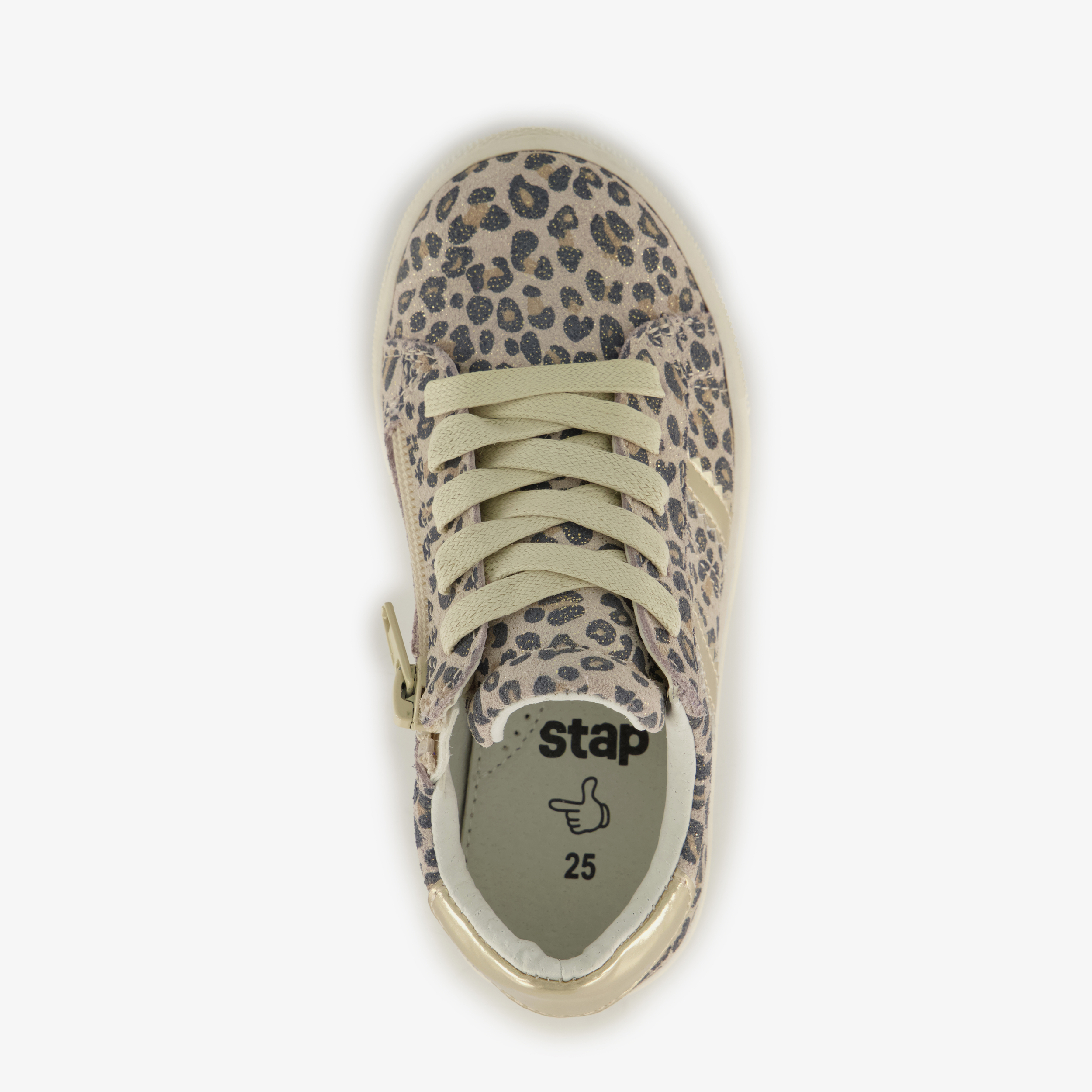 Stap suède meisjes sneakers met panterprint – foto 4