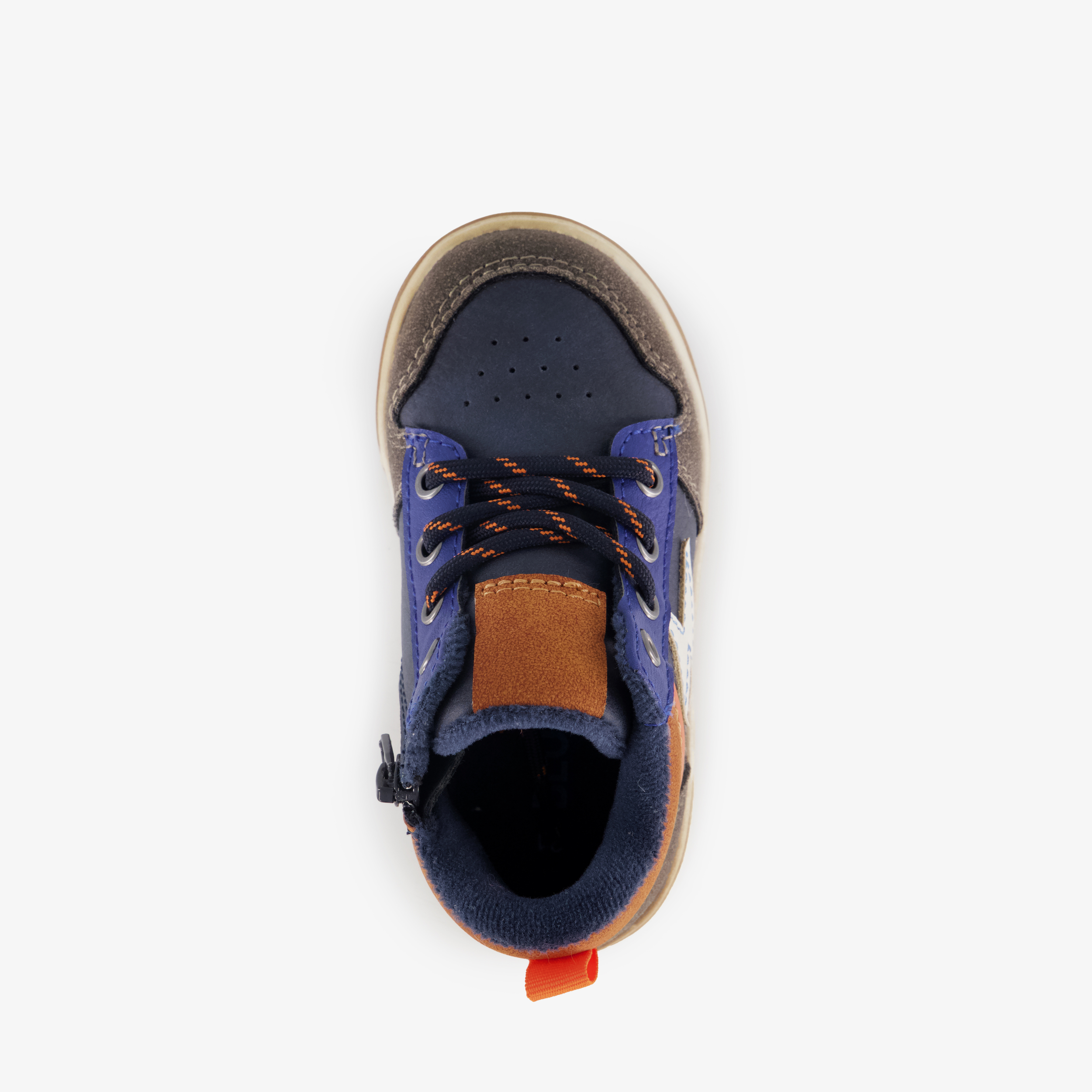 Blue Box hoge jongens sneakers blauw oranje – foto 4