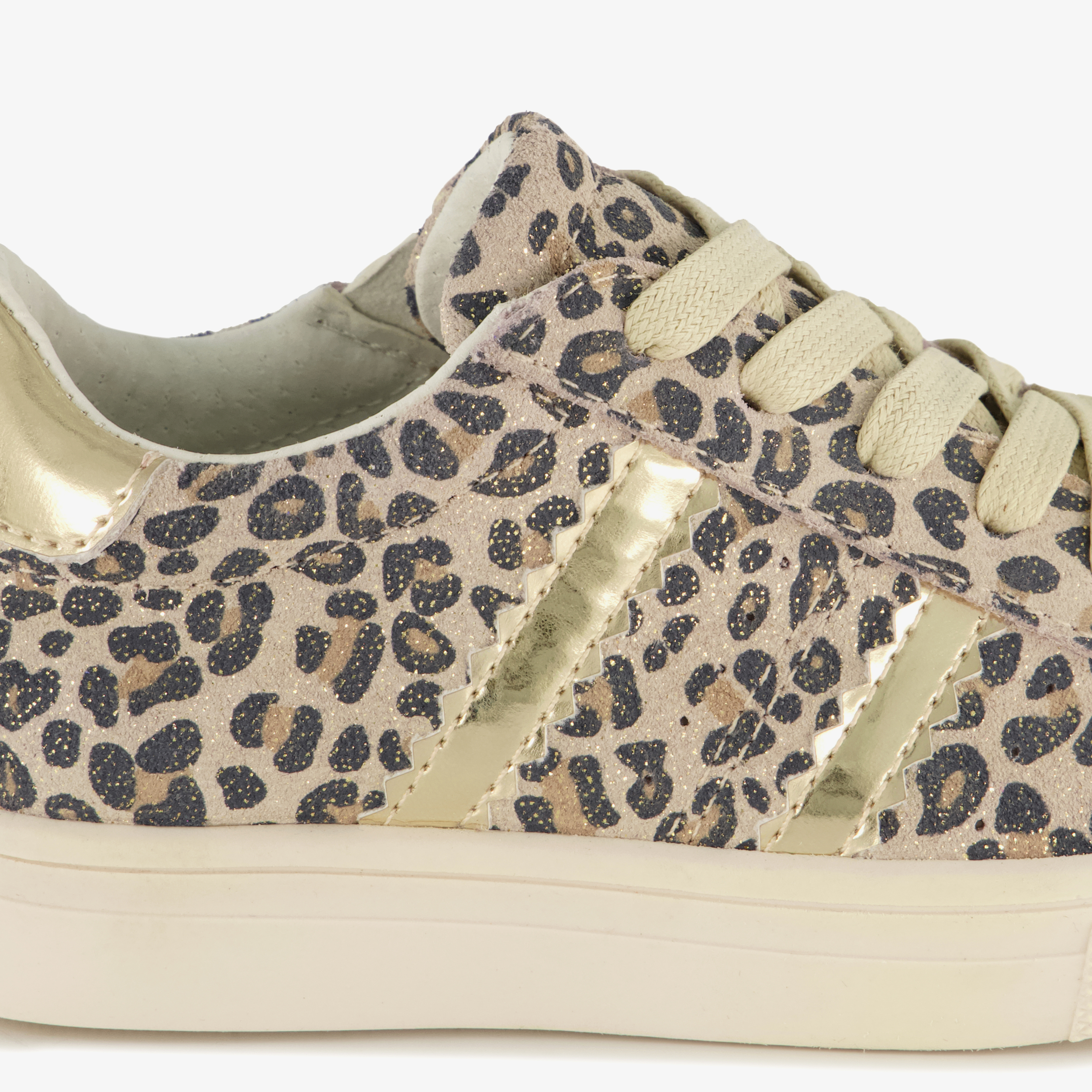 Stap suède meisjes sneakers met panterprint – foto 5