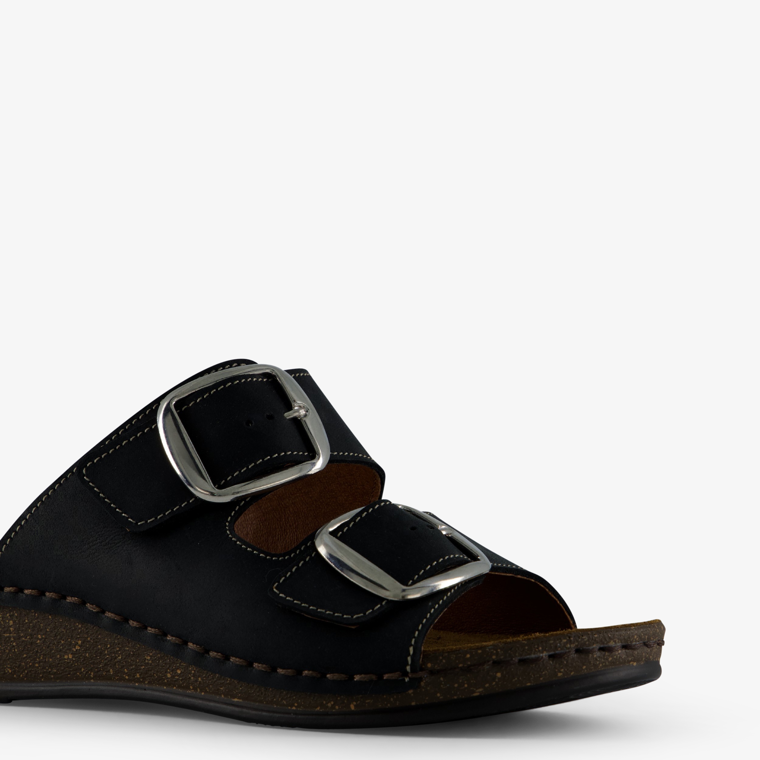 Hush Puppies leren dames sandalen zwart