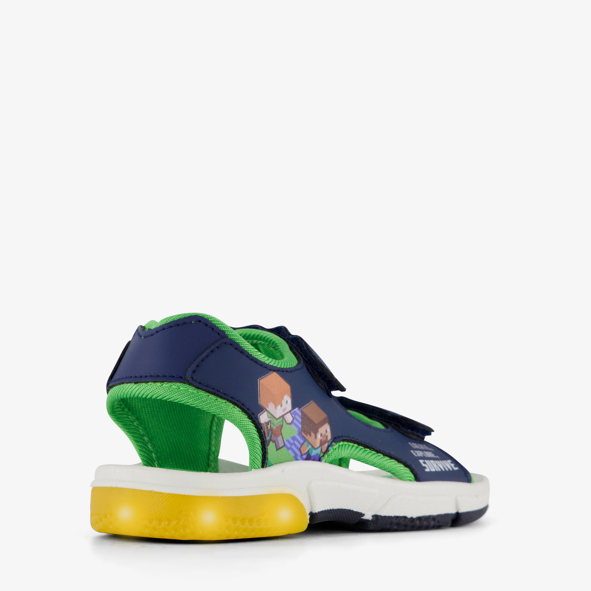 Minecraft jongens sandalen met lichtjes blauw