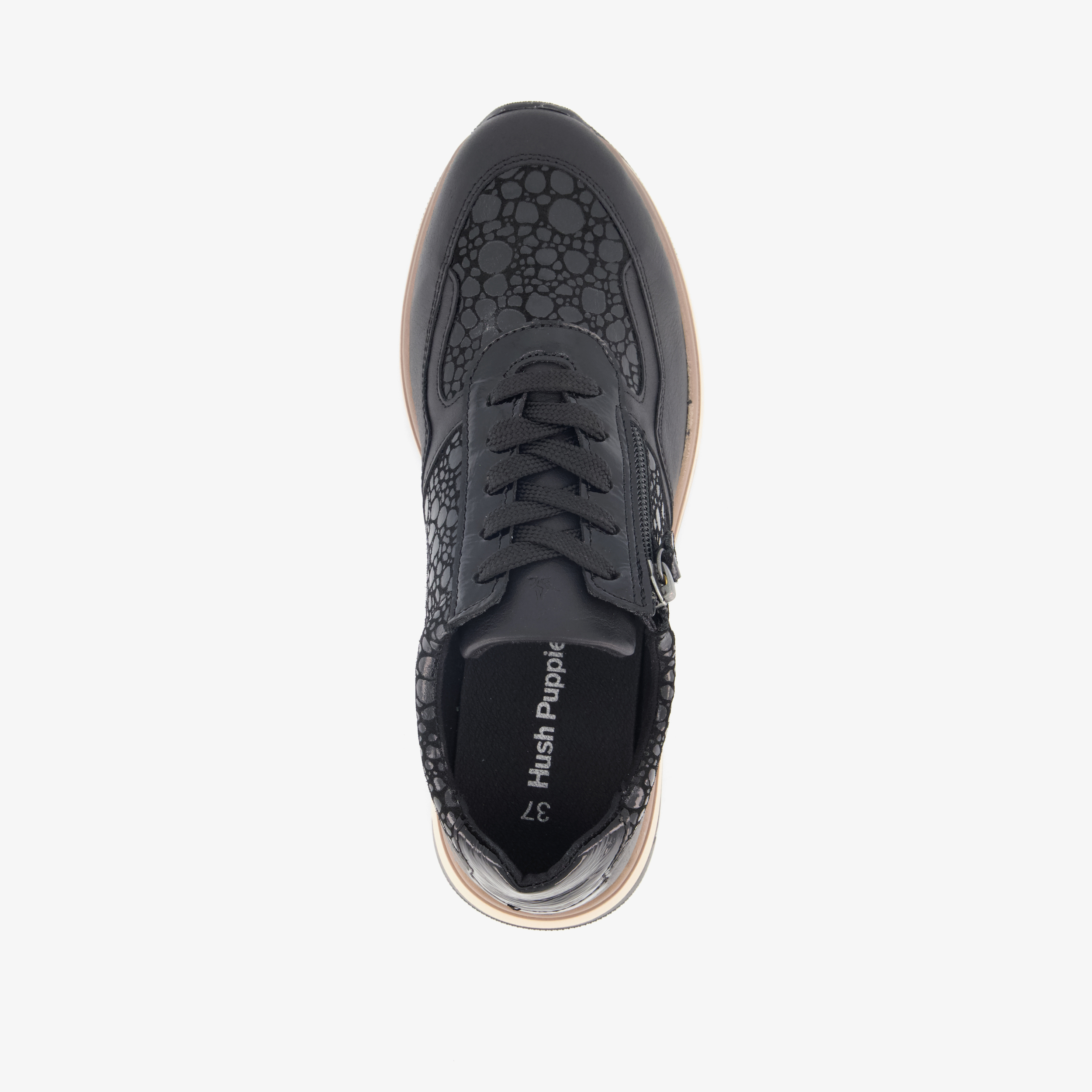 Hush Puppies leren dames sneakers zwart – foto 4