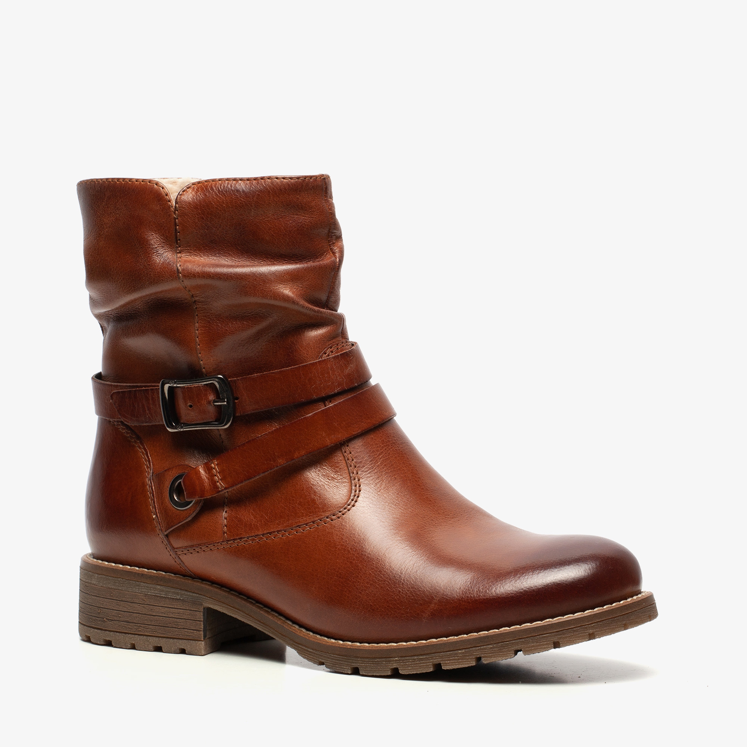 Hush Puppies gevoerde leren dames enkellaarsjes