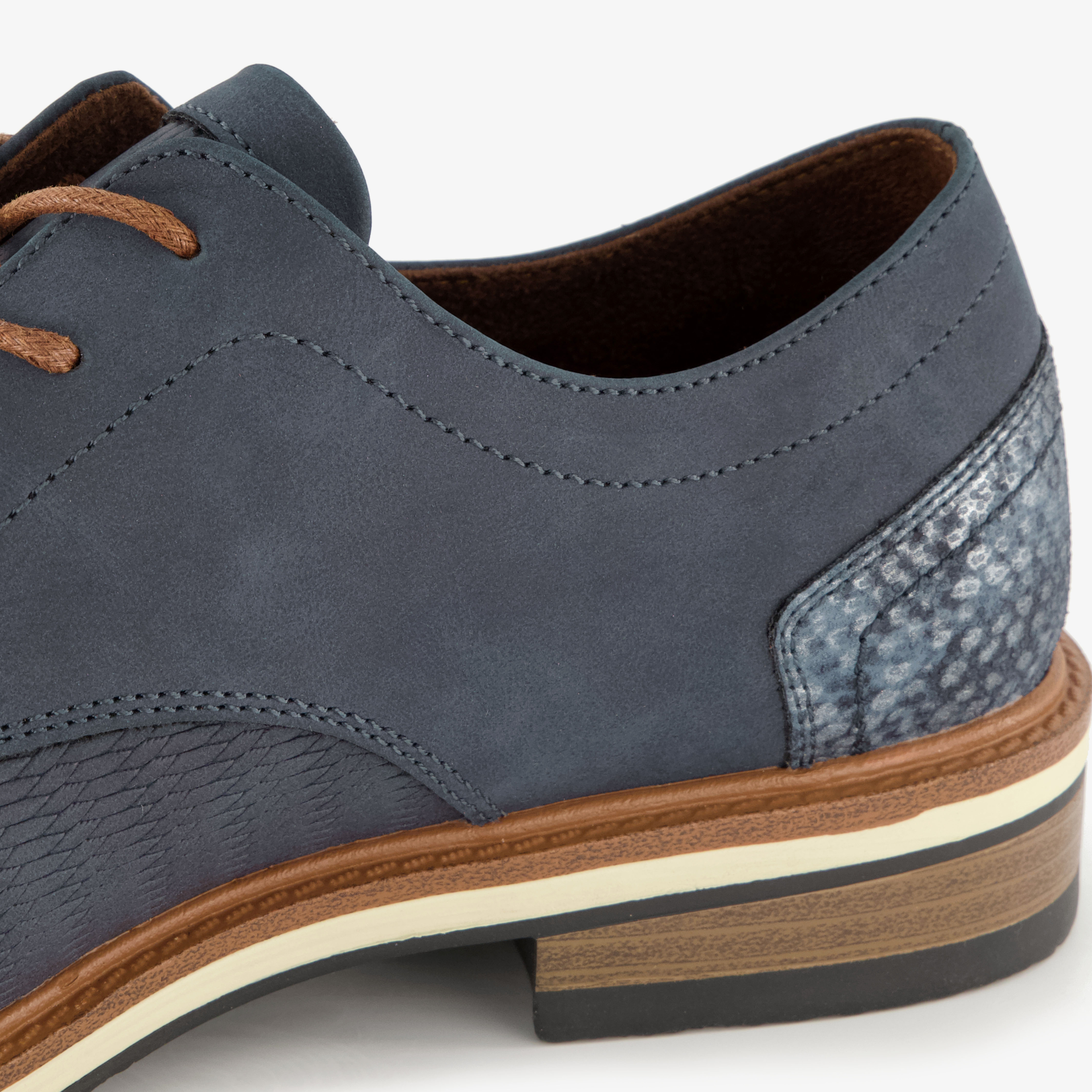 Emilio Salvatini heren veterschoenen met reliëf blauw nette schoenen – foto 5