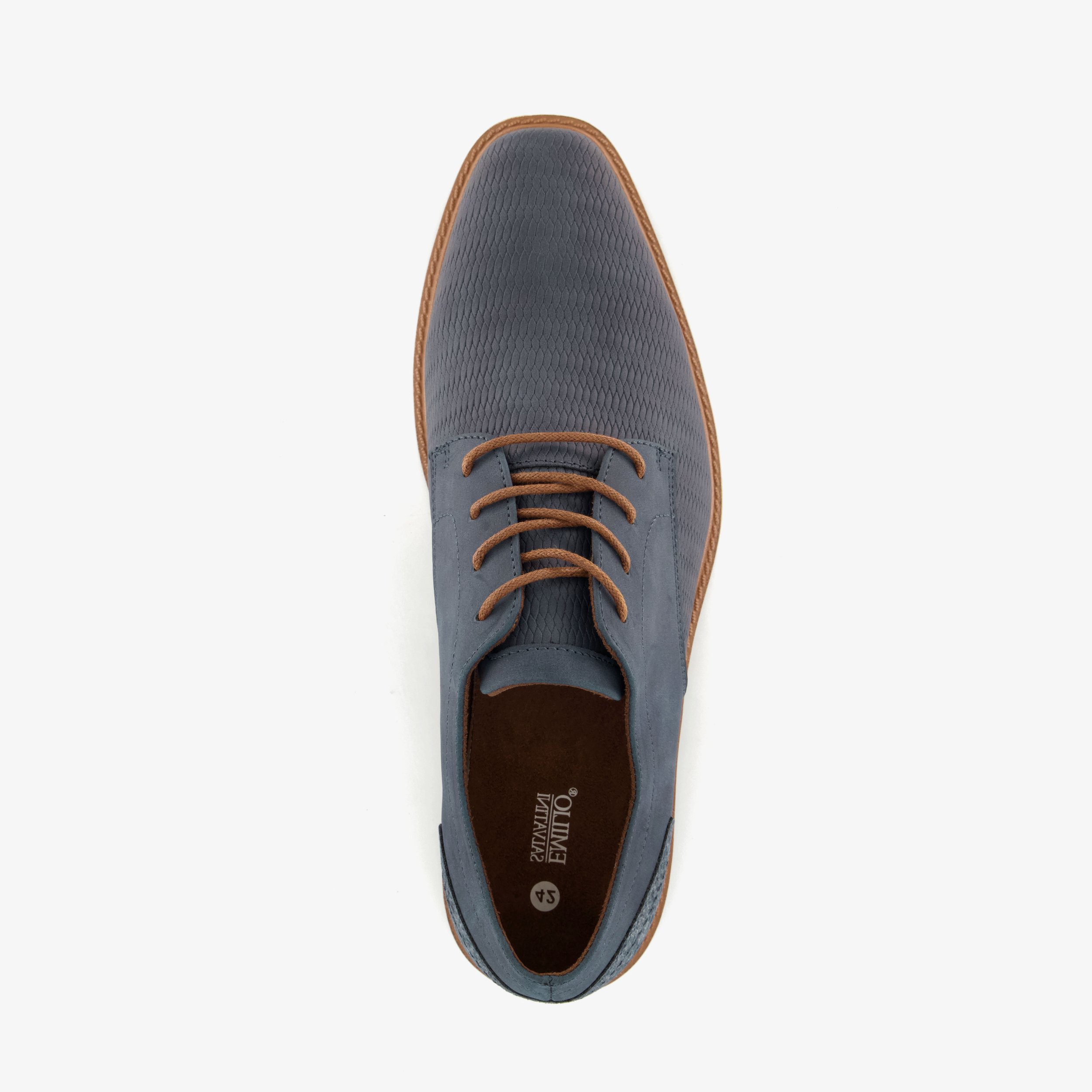 Emilio Salvatini heren veterschoenen met reliëf blauw nette schoenen – foto 4