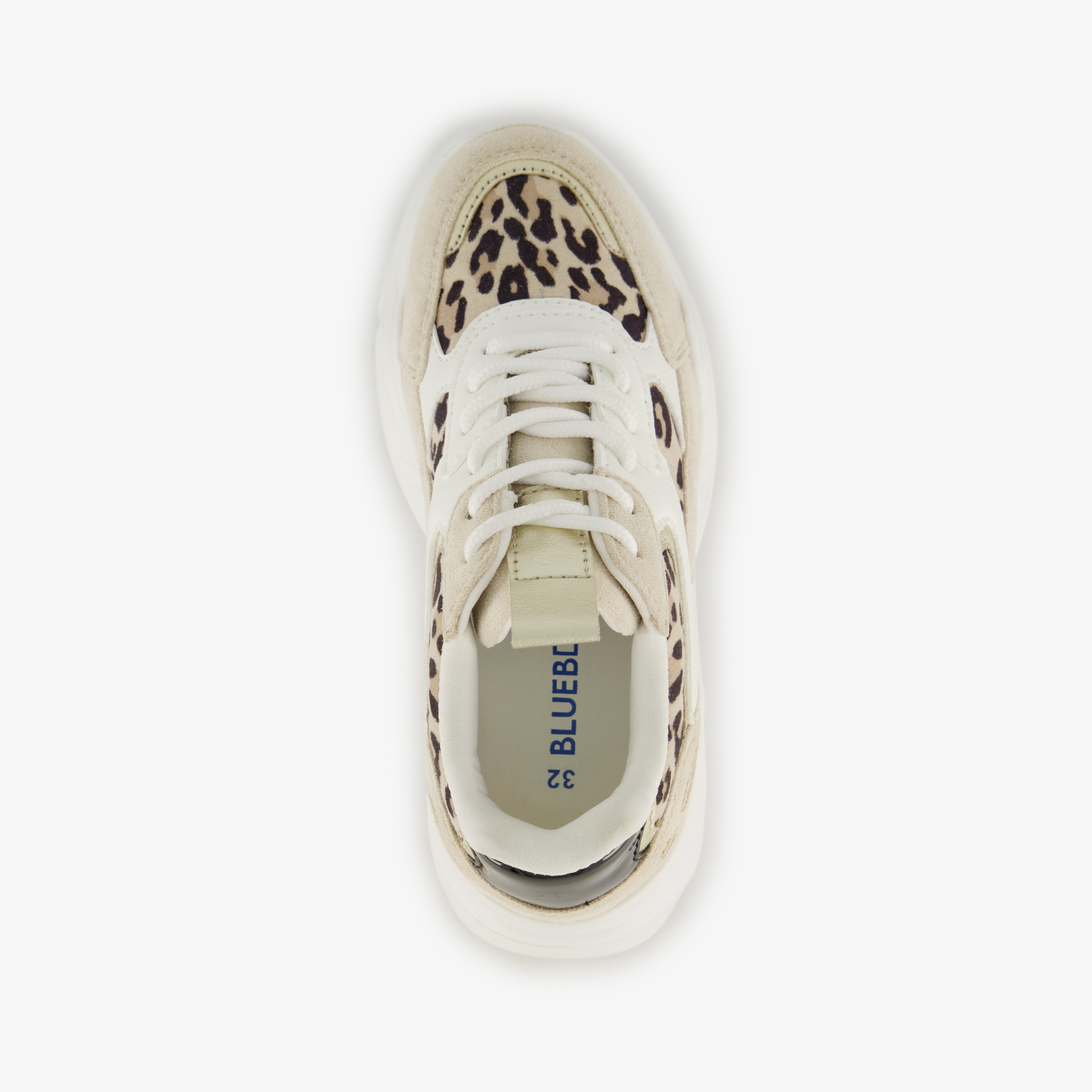 Blue Box meisjes dad sneakers met panterprint details beige – foto 4
