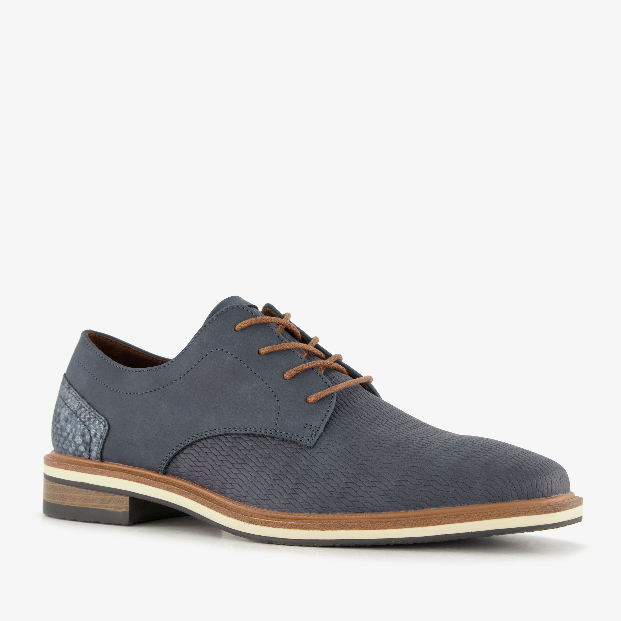 Emilio Salvatini heren veterschoenen met reliëf blauw nette schoenen