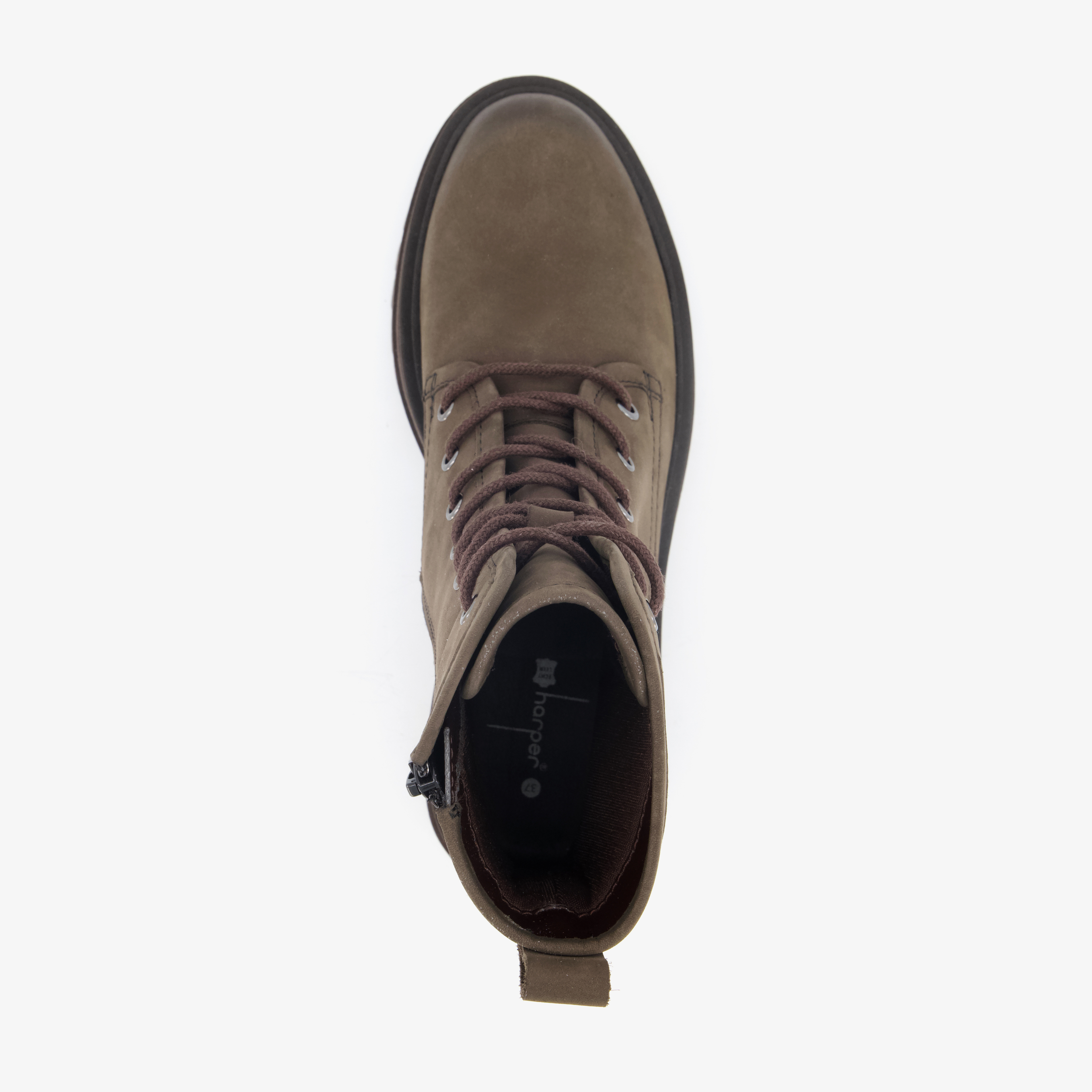 Harper leren dames veterboots donkerbruin laarzen – foto 4